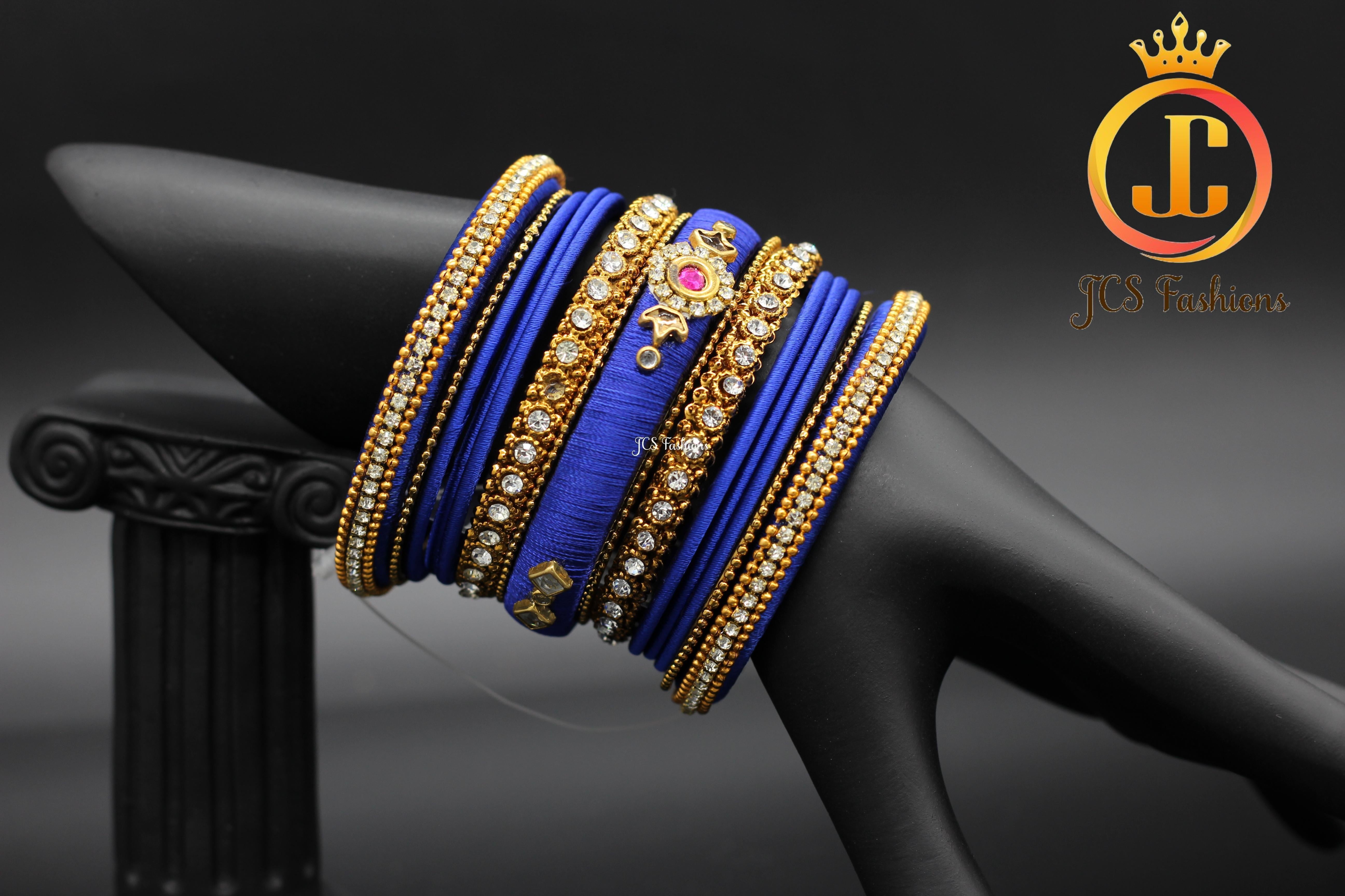 Dark blue silk hot sale thread bangles