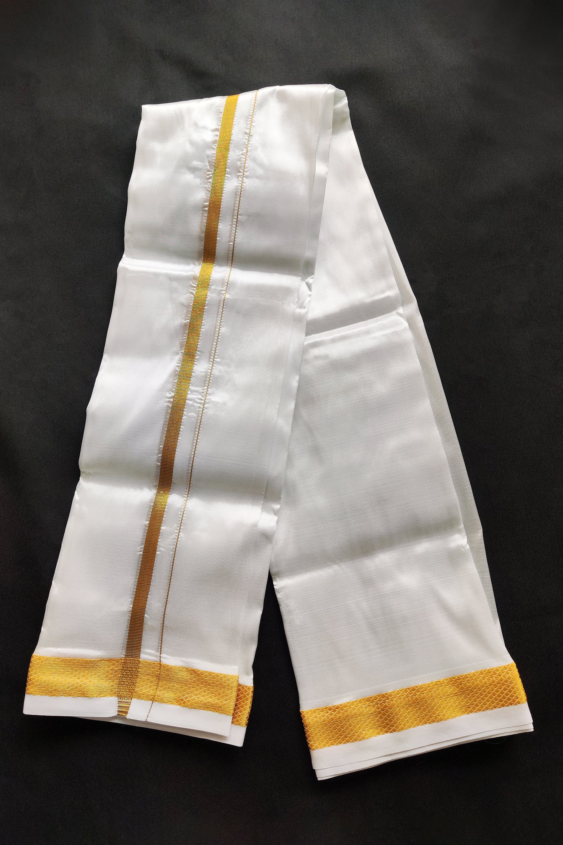 Men's Elegant Semi-Silk White Angavastram: Comfort &Tradition in a Piece Shawl JCS Fashions White Free Size