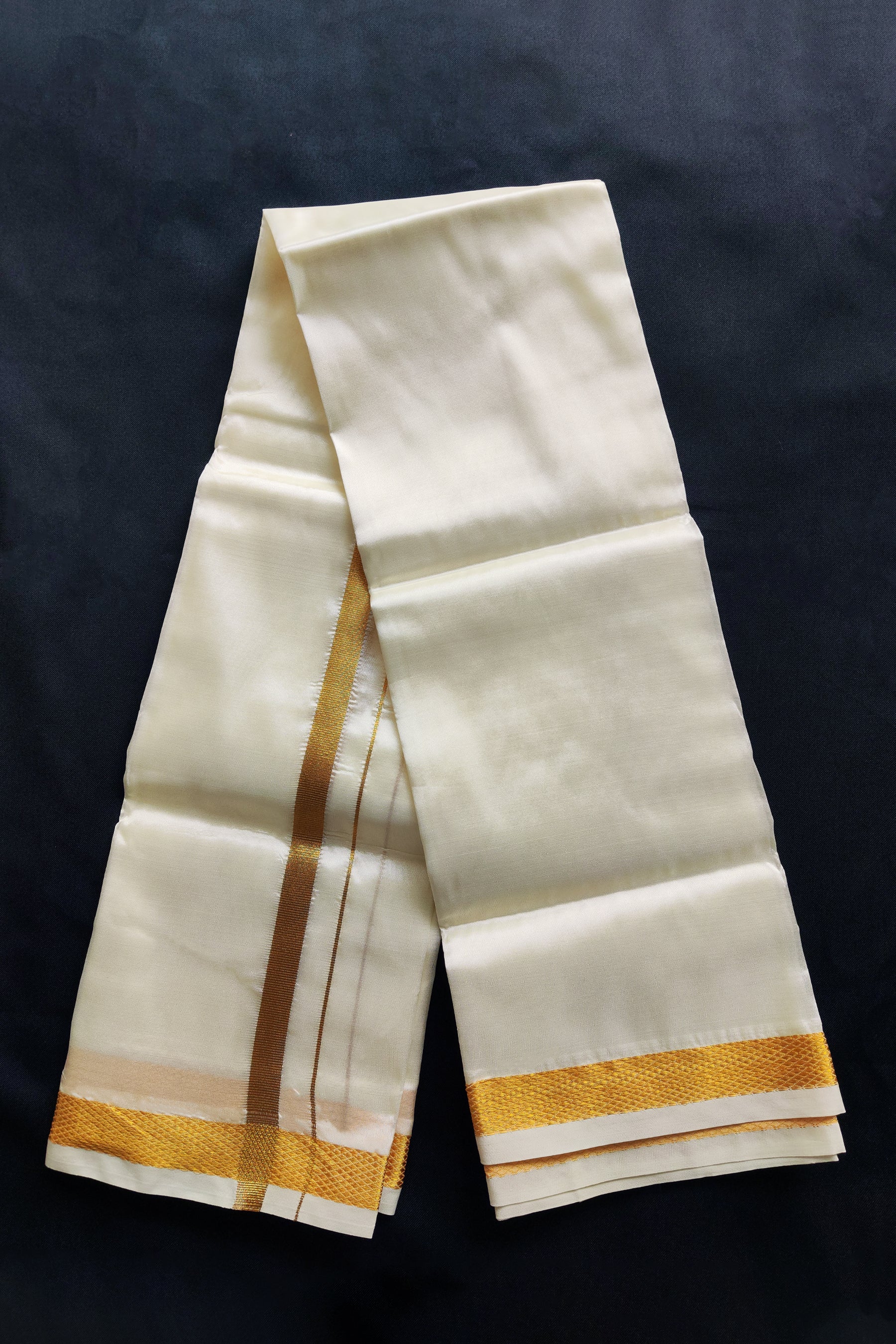 Luxurious Men's Semi-Silk Cream Angavastram - JCSFashions Shawl JCS Fashions