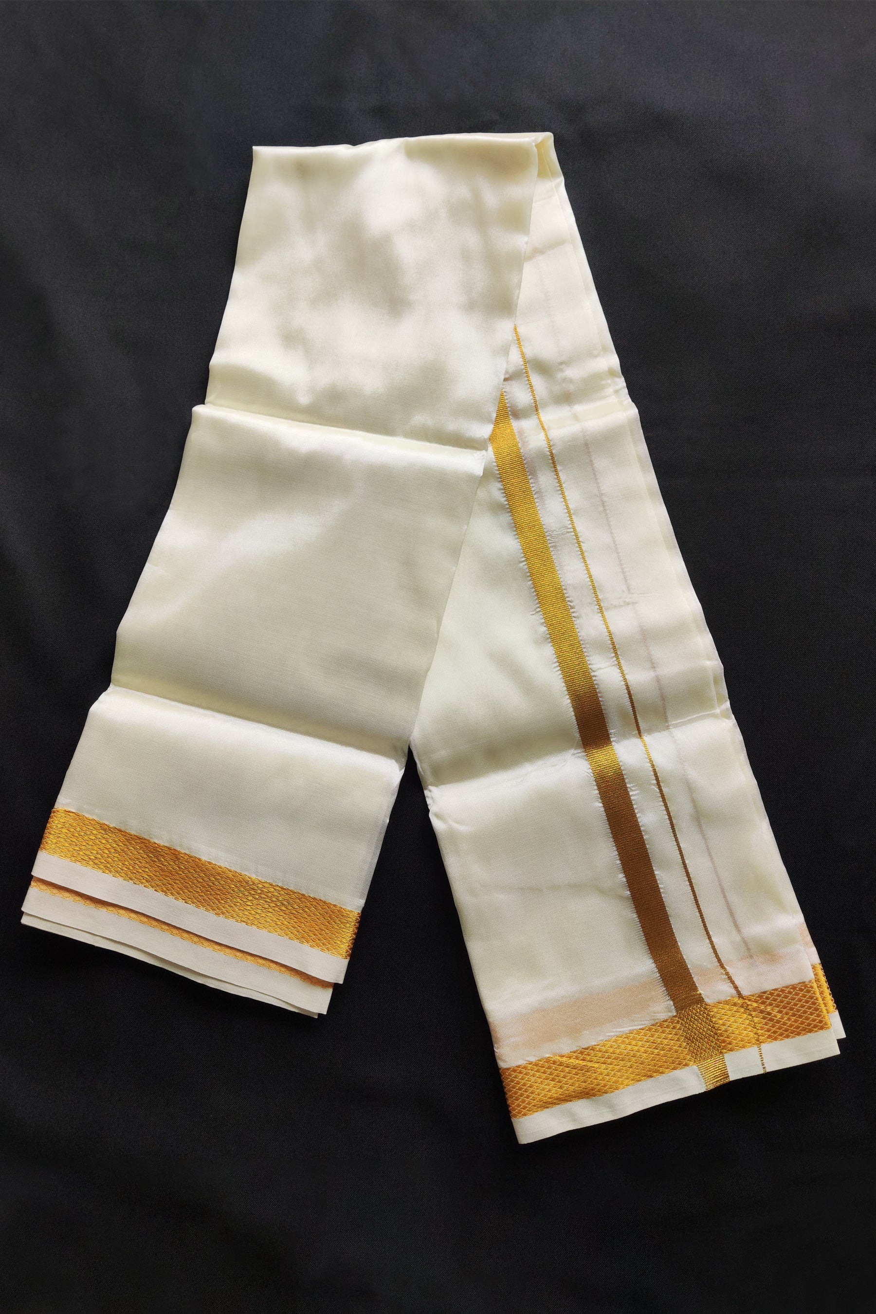 Luxurious Men's Semi-Silk Cream Angavastram - JCSFashions