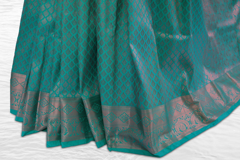 Opulent Kanchipuram Silk Saree with Golden Zari Weave by JCSFashions