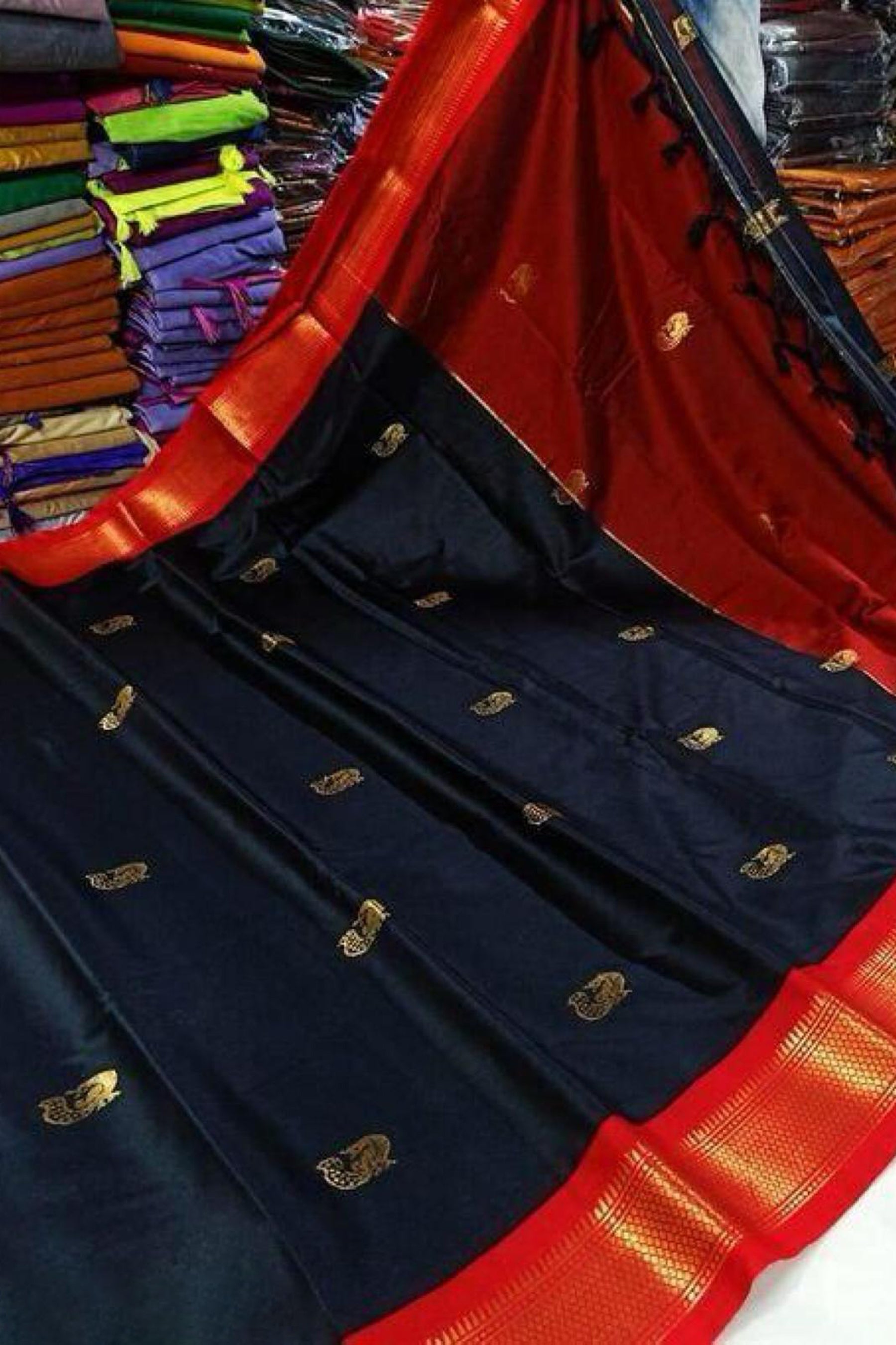 Traditional Paithani Cotton Silk Saree with Tassels and Latkans