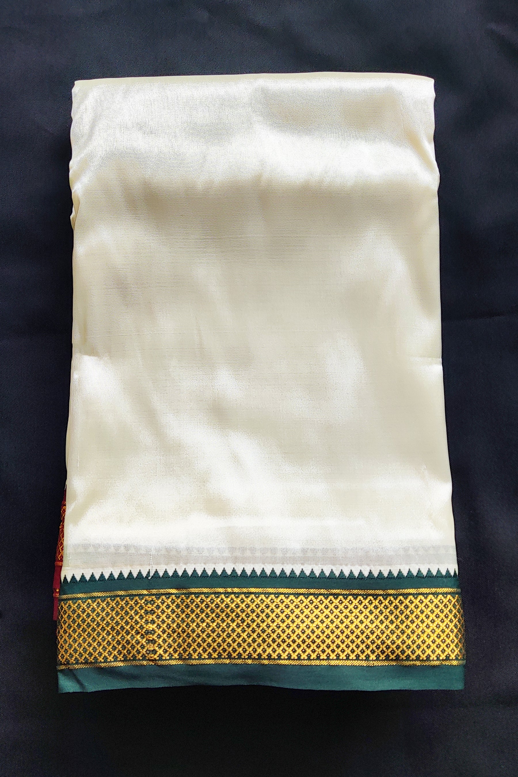 Men's Traditional Semi-Silk Dhoti with Elegant Ganga Jamuna Border Men JCS Fashions