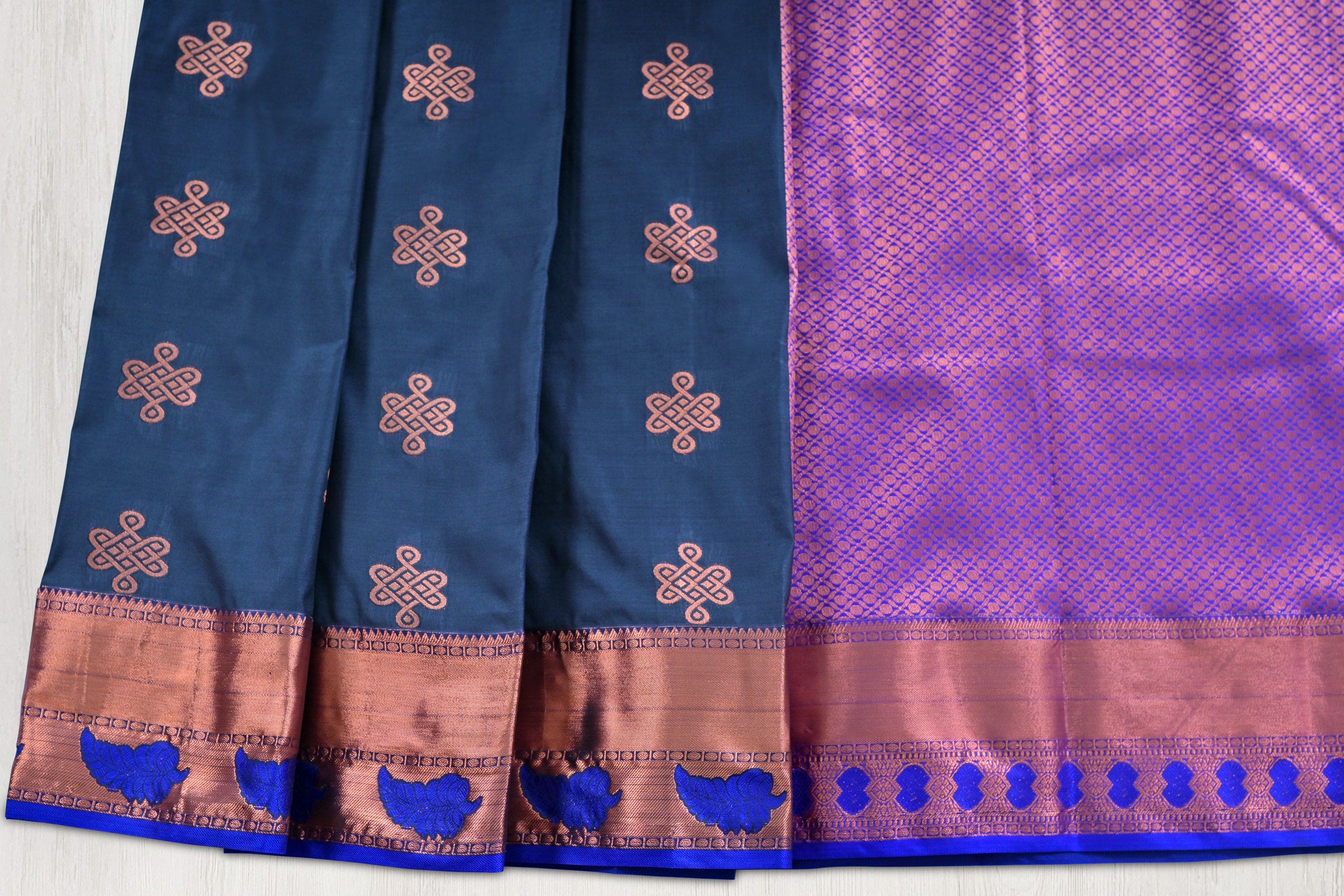 Hand Woven Premier Copper Zari Rangoli Saree with Designer Borders Saree JCS Fashions