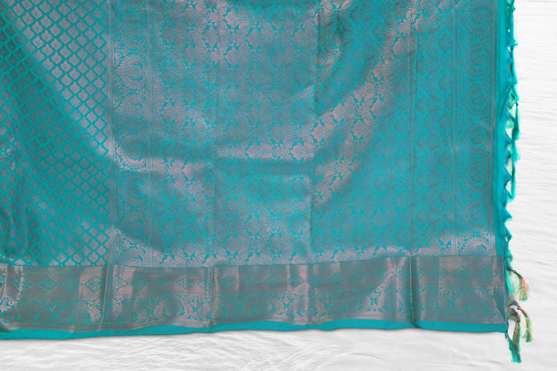 Opulent Kanchipuram Silk Saree with Golden Zari Weave by JCSFashions