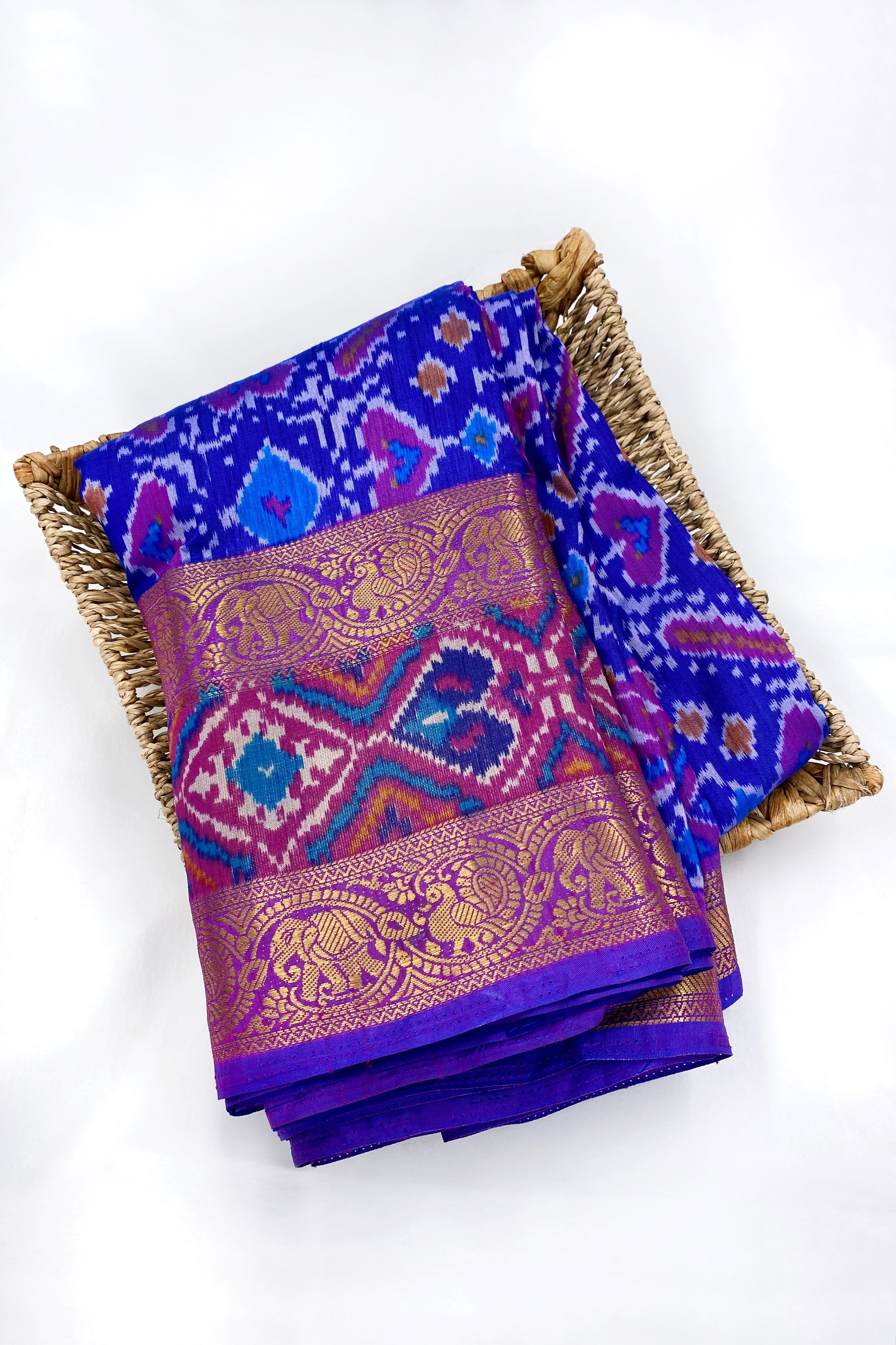 Patola Saree and Aari work Blouse -Luxury Buttersilk Festival Collection