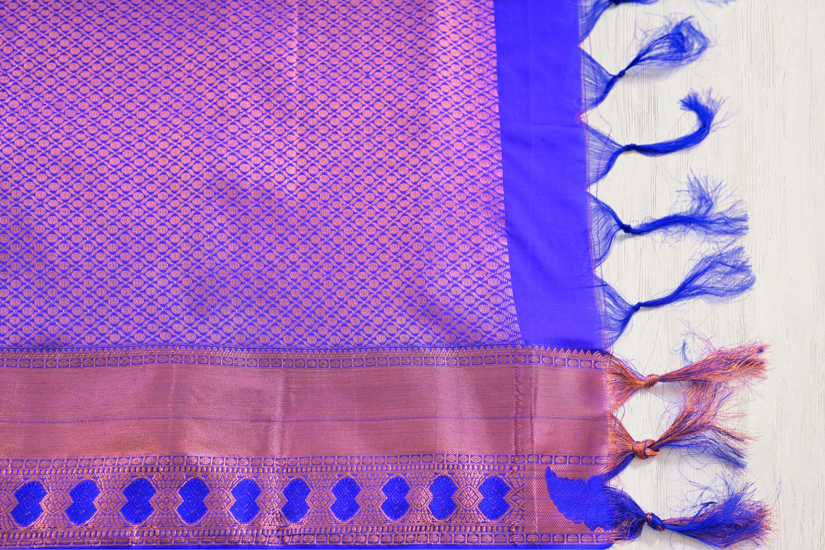 Hand Woven Premier Copper Zari Rangoli Saree with Designer Borders Saree JCS Fashions