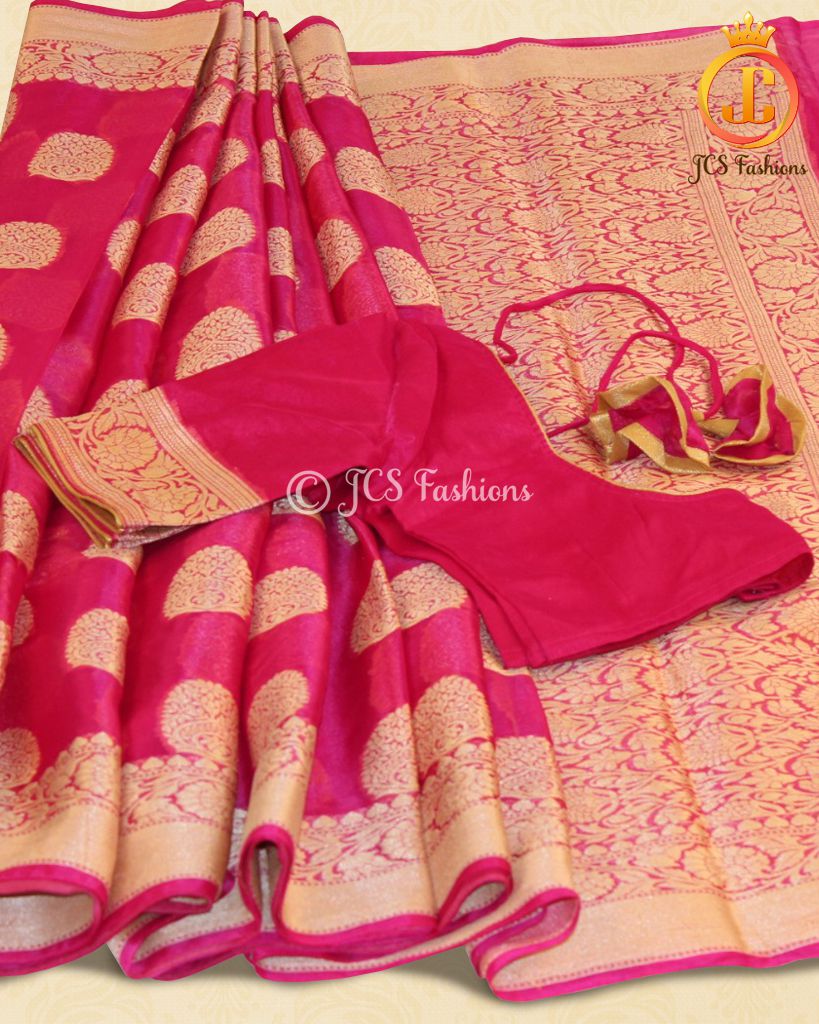 Banarasi Silk Saree, Fully Stitched Blouse SAREE JCS Fashions