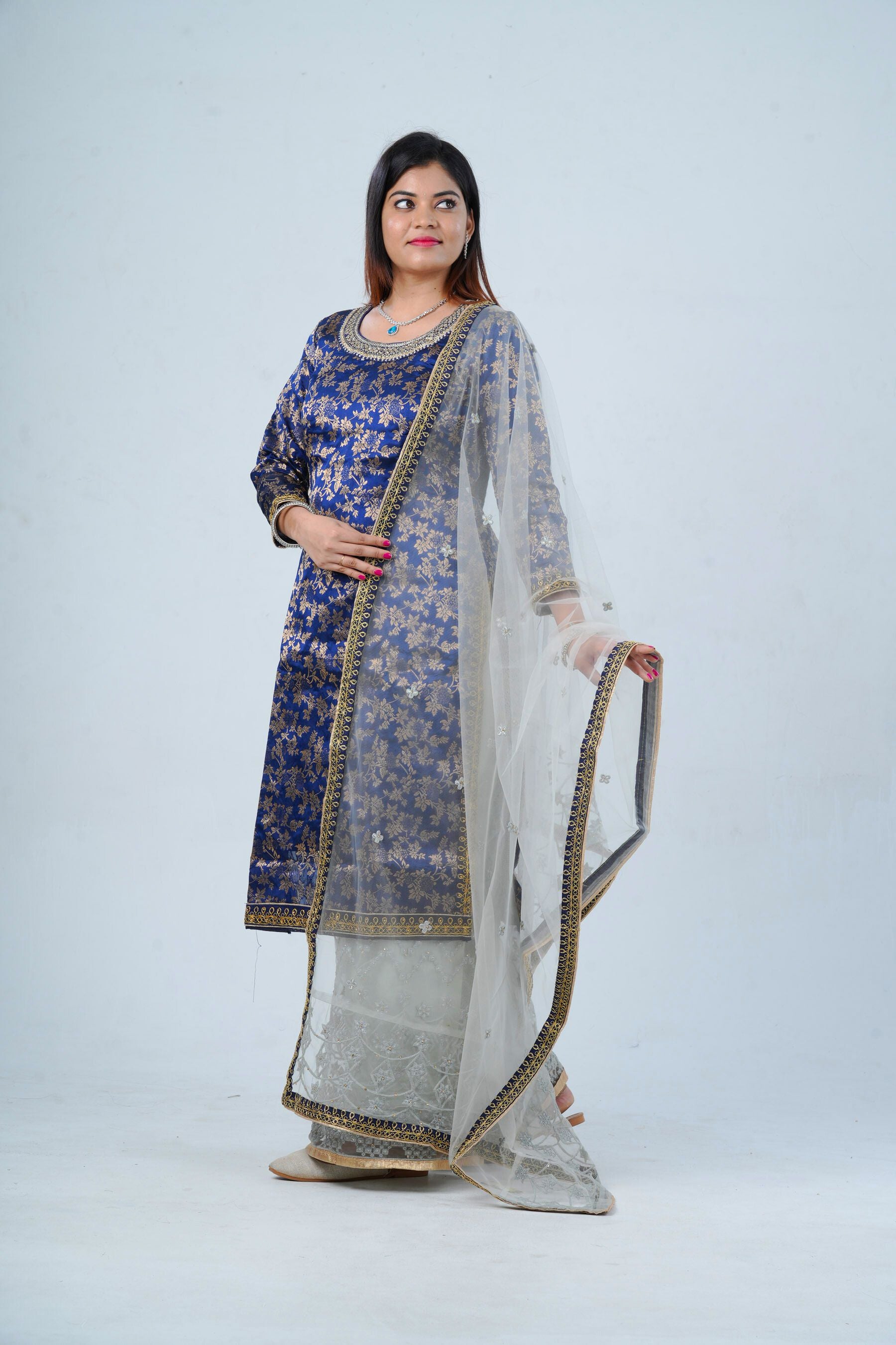 Exquisite Embroidered Palazzo and Salwar kameez Suit in Blue KURTI JCS Fashions