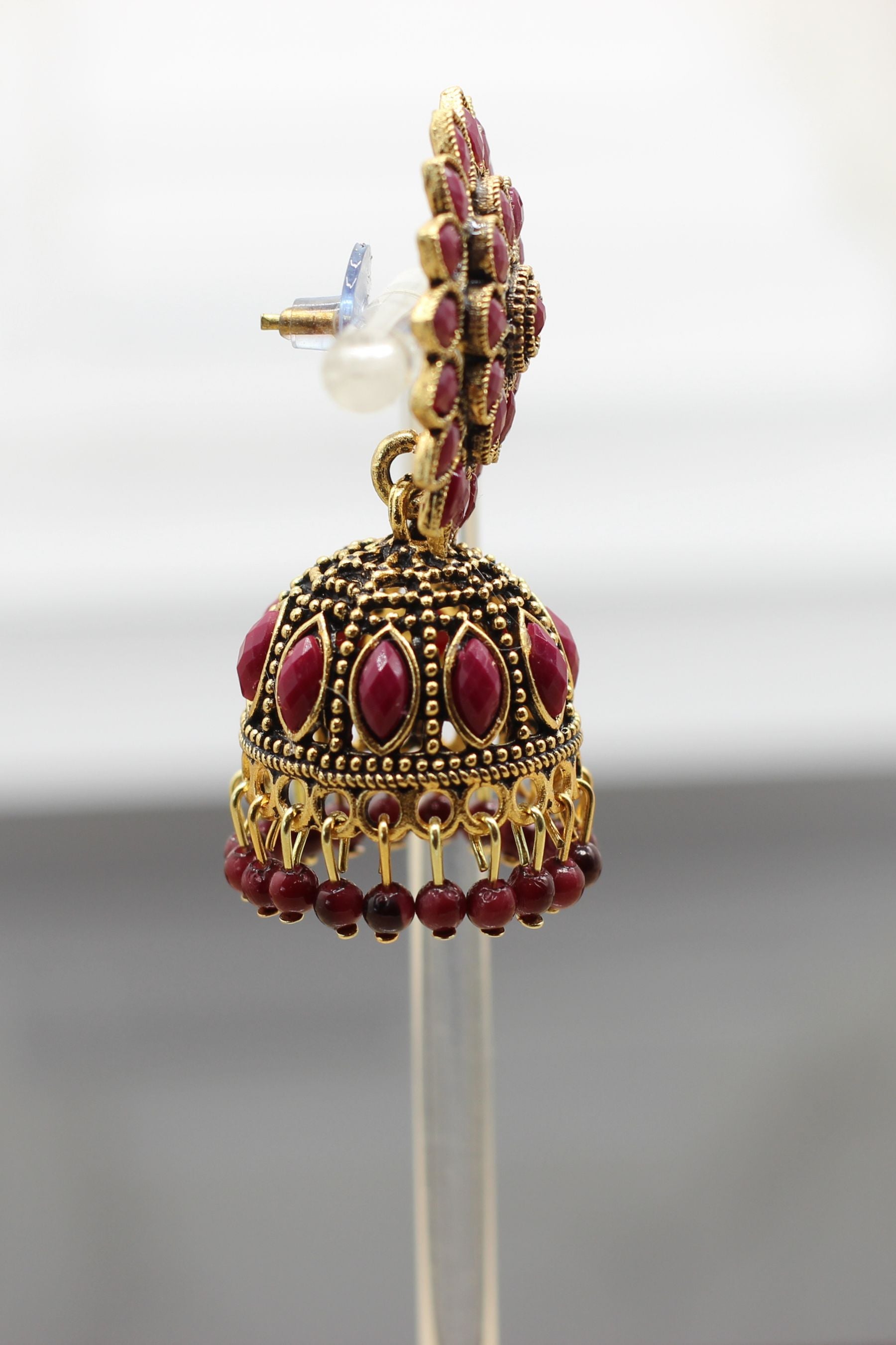 Antique Gold Jhumka Earrings: Elegant Beads, Explore Chic Glam Jewelry JCS Fashions