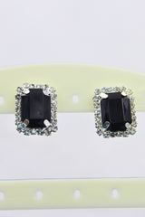 Silver-Plated Oversized Stud Earrings with Cubic Zirconia by JCS Fashions