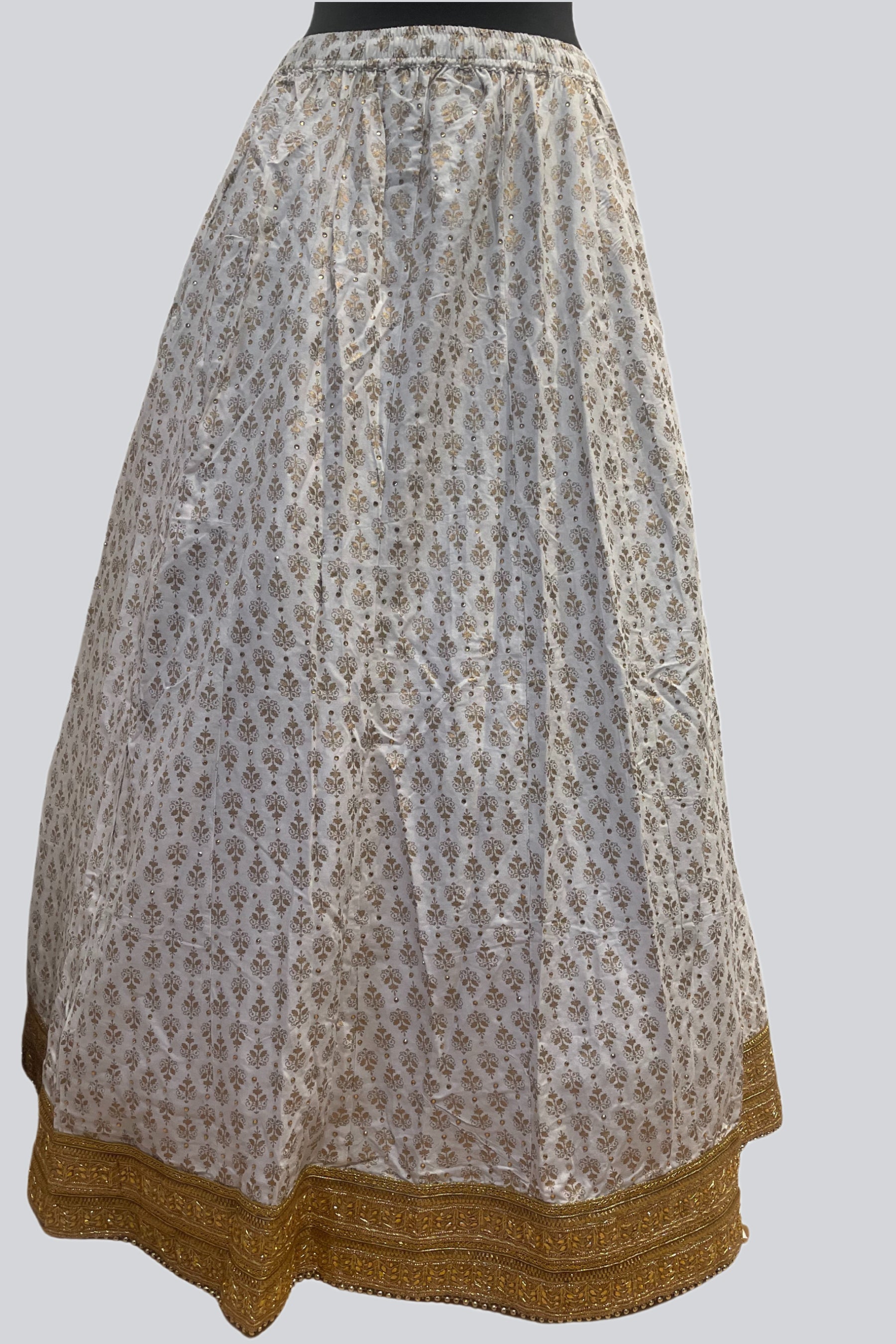 Exquisite Stone Work A-Line Skirt - Elegance in White LEHENGA JCS Fashions Cream Free Size