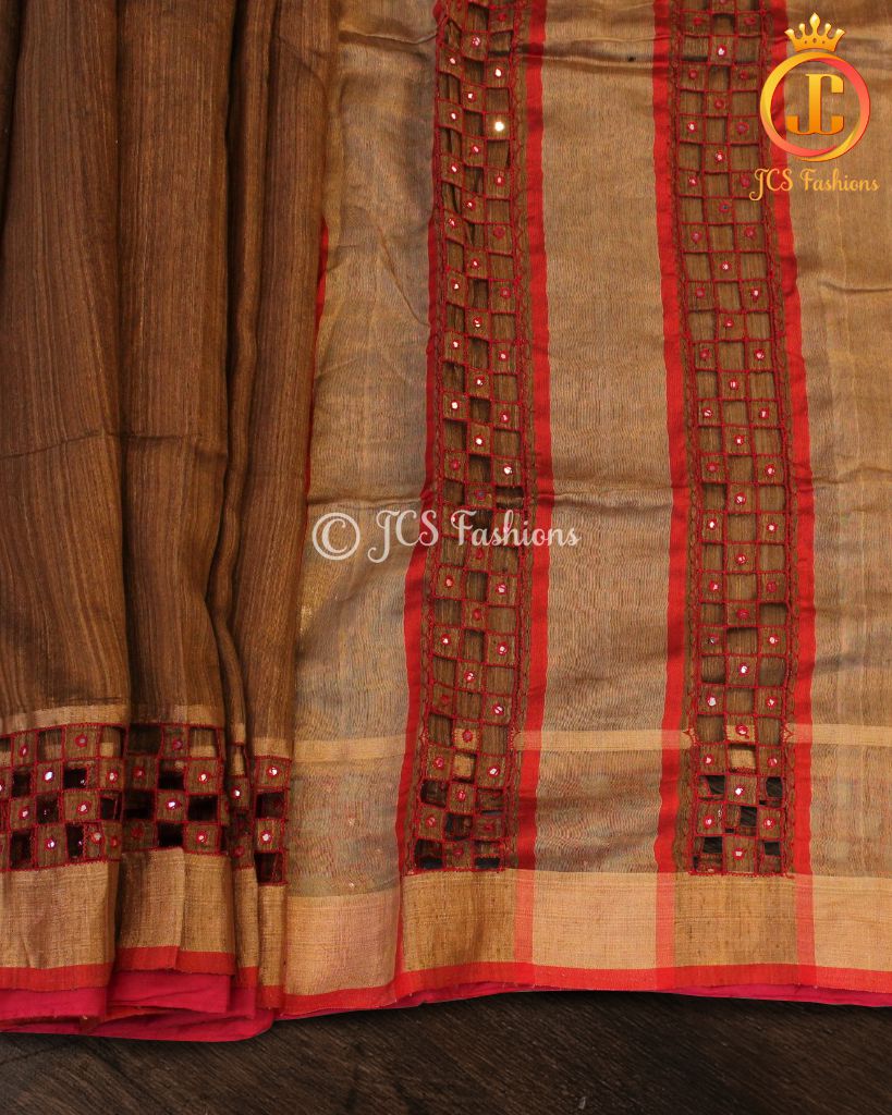 Matka Silk Saree with Cut Work Pallu |JCS Fashions