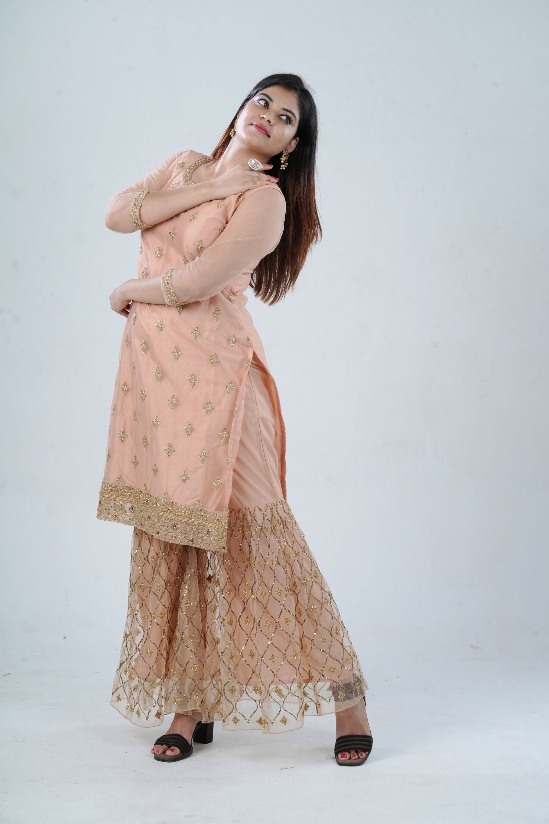 Ethnic Elegance: Soft Net Sharara - Perfect for Special Occasions KURTI JCS Fashions