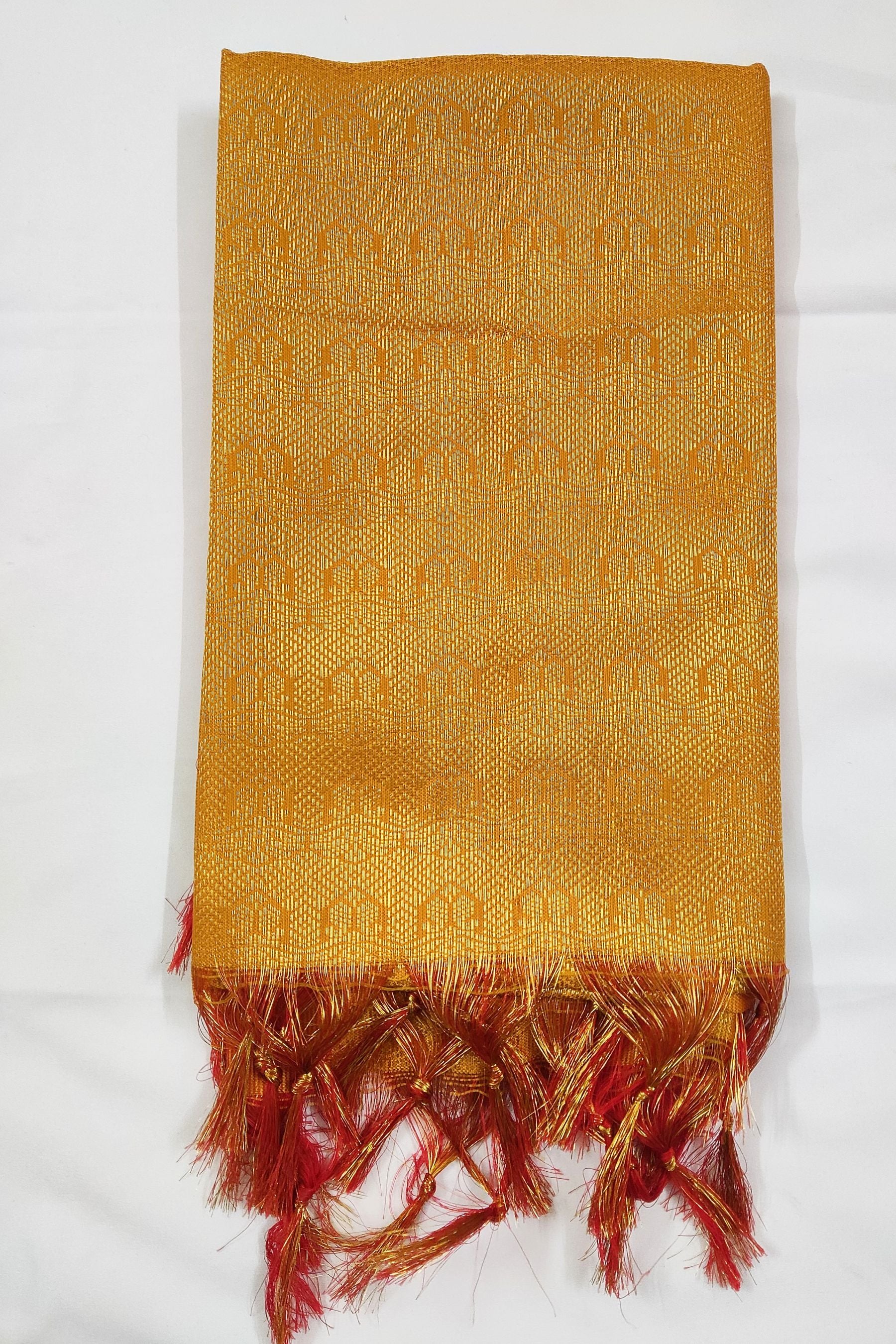 Elegant Ponnadai Shawl by JCSFashions - Blend of Tradition and Style Shawl JCS Fashions Yellow 2 meters