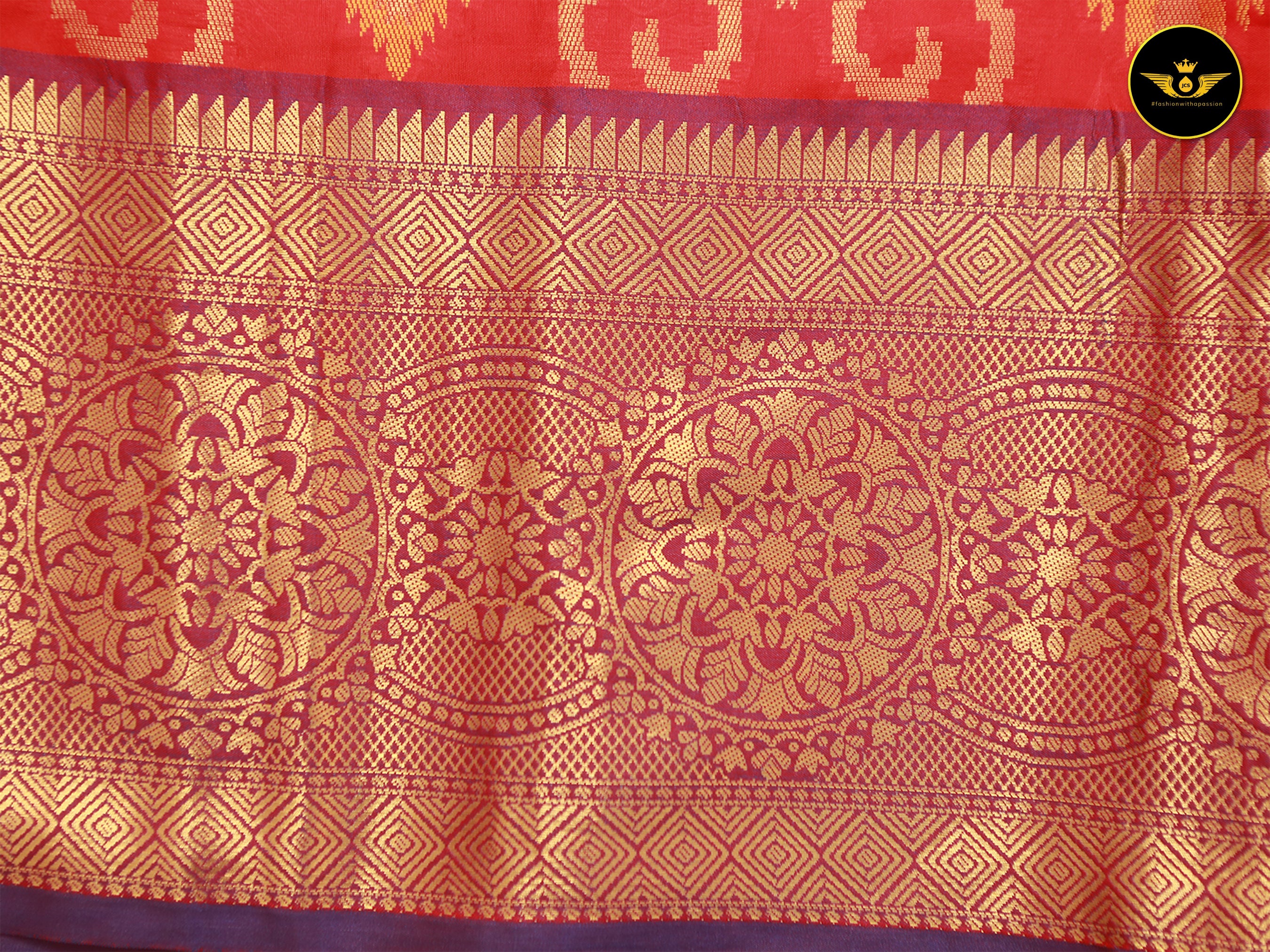 Banarasi Handloom Saree: All-Over Zari Butta with Contrast Border SAREE JCS Fashions