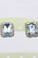 Silver-Plated Oversized Stud Earrings with Cubic Zirconia by JCS Fashions