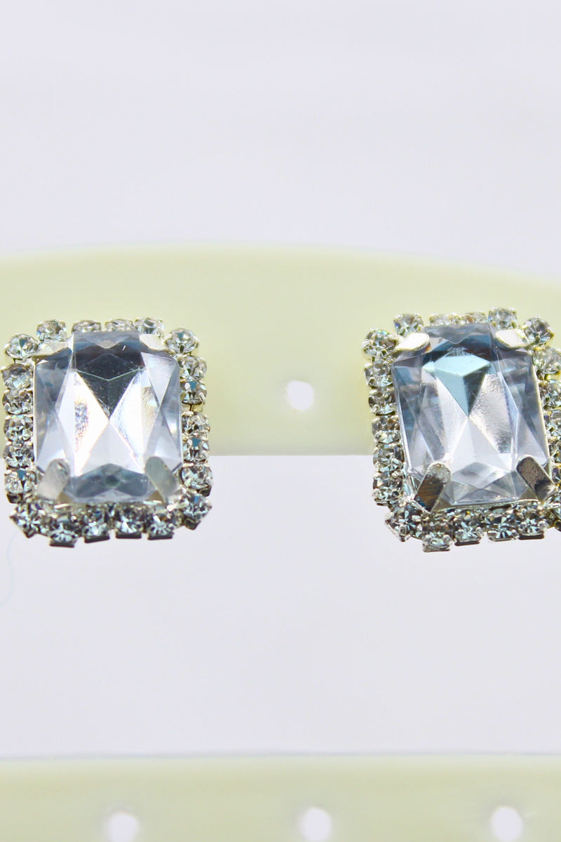 Silver-Plated Oversized Stud Earrings with Cubic Zirconia by JCS Fashions