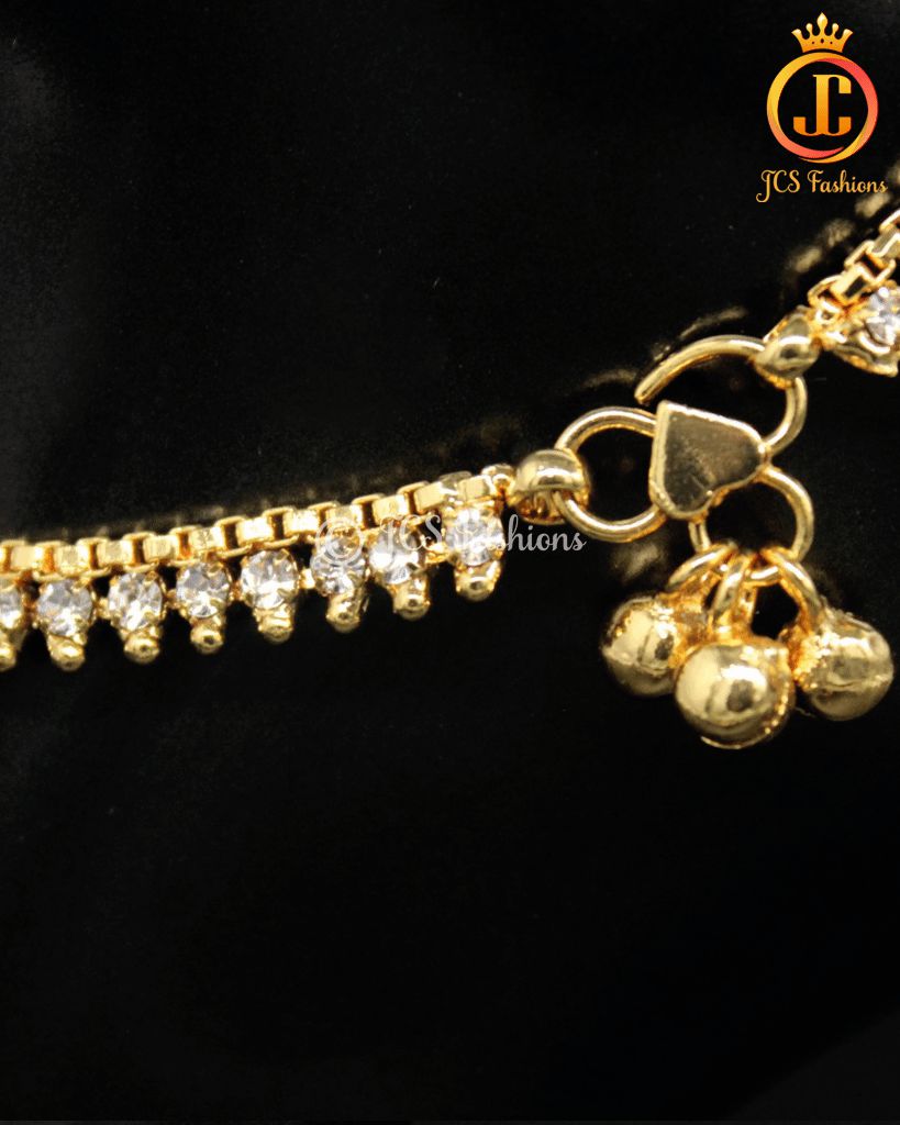 Gold Plated Anklet With White stone For Kids and Adults Jewelry JCS Fashions