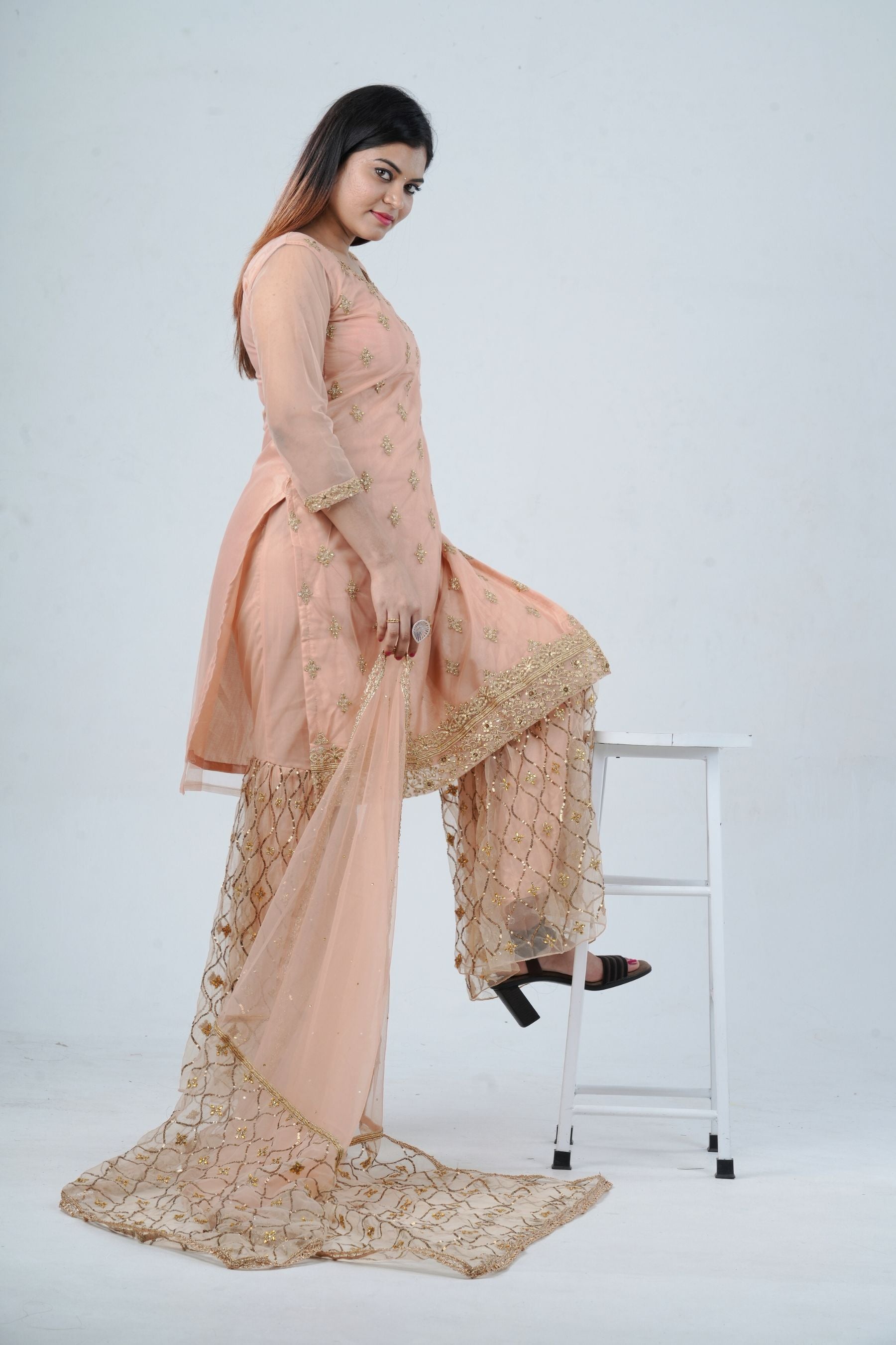 Ethnic Elegance: Soft Net Sharara - Perfect for Special Occasions KURTI JCS Fashions