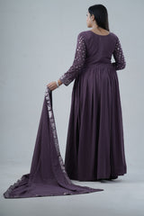 Elegant Georgette Gown with Sparkling Sequins and Silk Santoon Pants