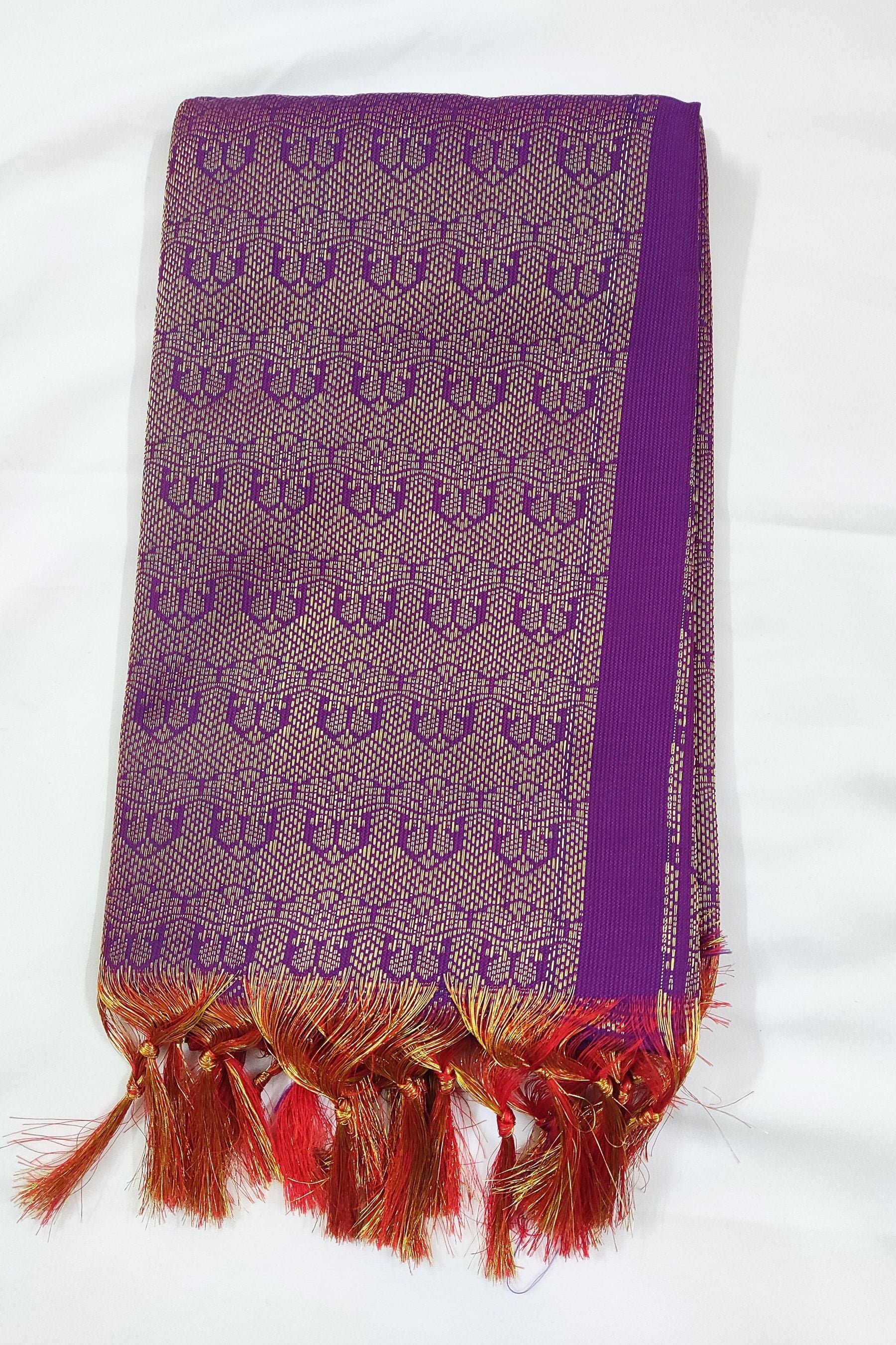 Elegant Ponnadai Shawl by JCSFashions - Blend of Tradition and Style Shawl JCS Fashions Purple 2 meters