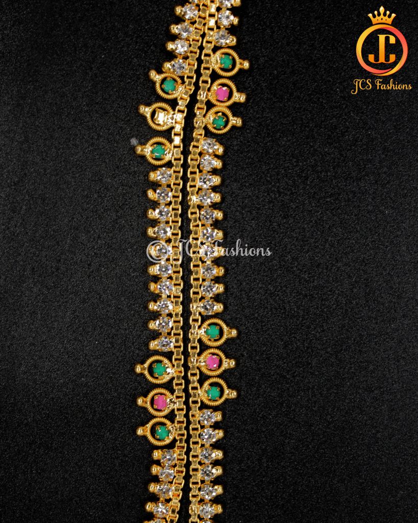 Kids Gold Plated Anklet with Stones and Bells Jewelry JCS Fashions