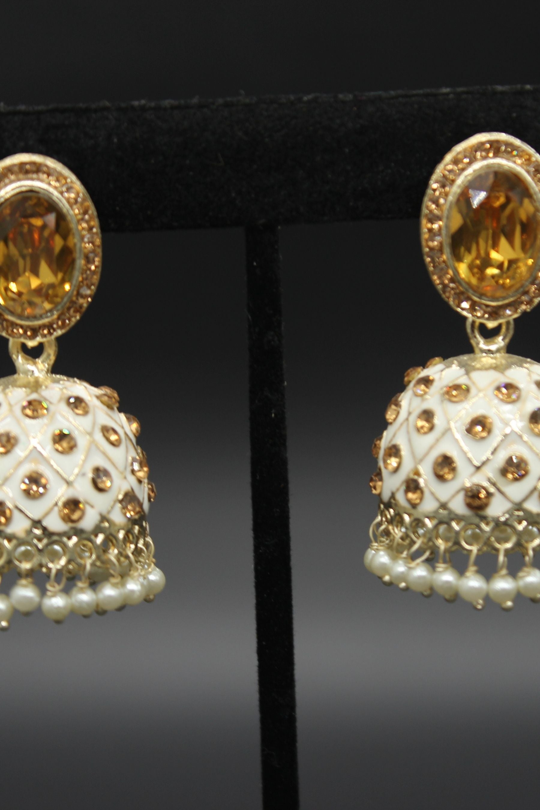 Kundan Jhumka Earrings With stones. Multiple Colors Available