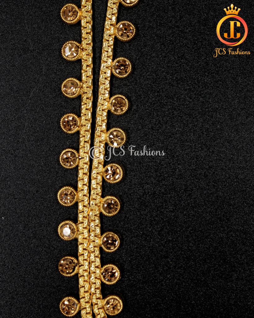 Gold Plated Anklet with Stones - 8 inch Jewelry JCS Fashions