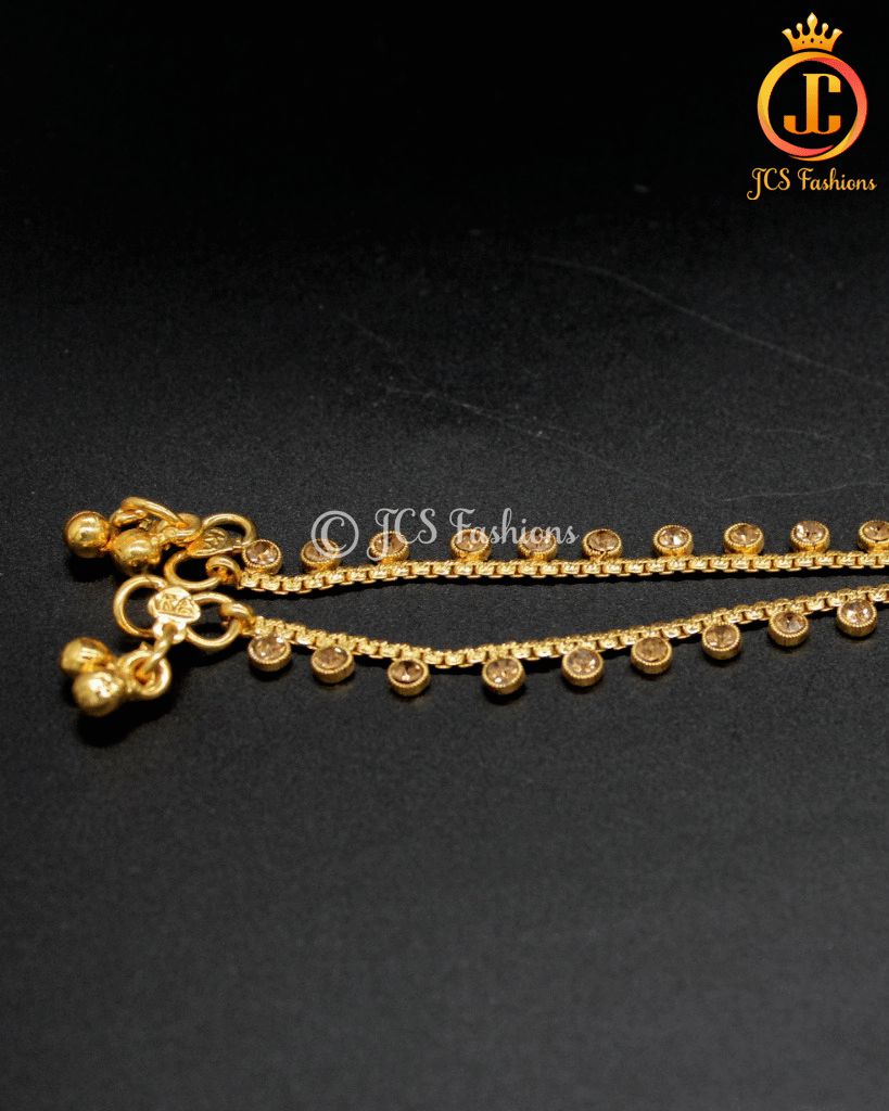 Gold Plated Anklet with Stones - 8 inch Jewelry JCS Fashions Gold 8"