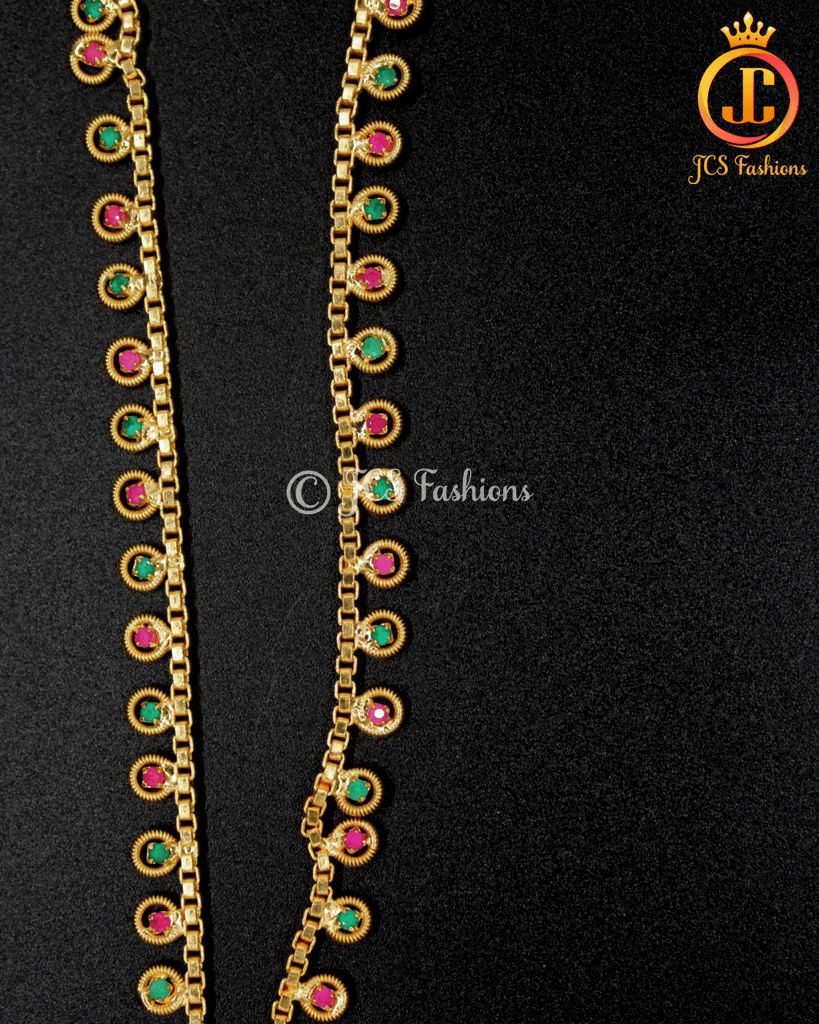 Gold Plated Anklet With Multi color Stones - 12 inch Jewelry JCS Fashions