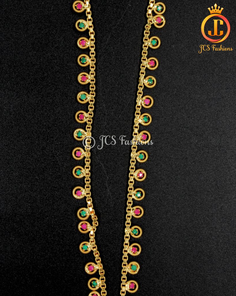 Gold Plated Anklet With Multi color Stones - 12 inch Jewelry JCS Fashions