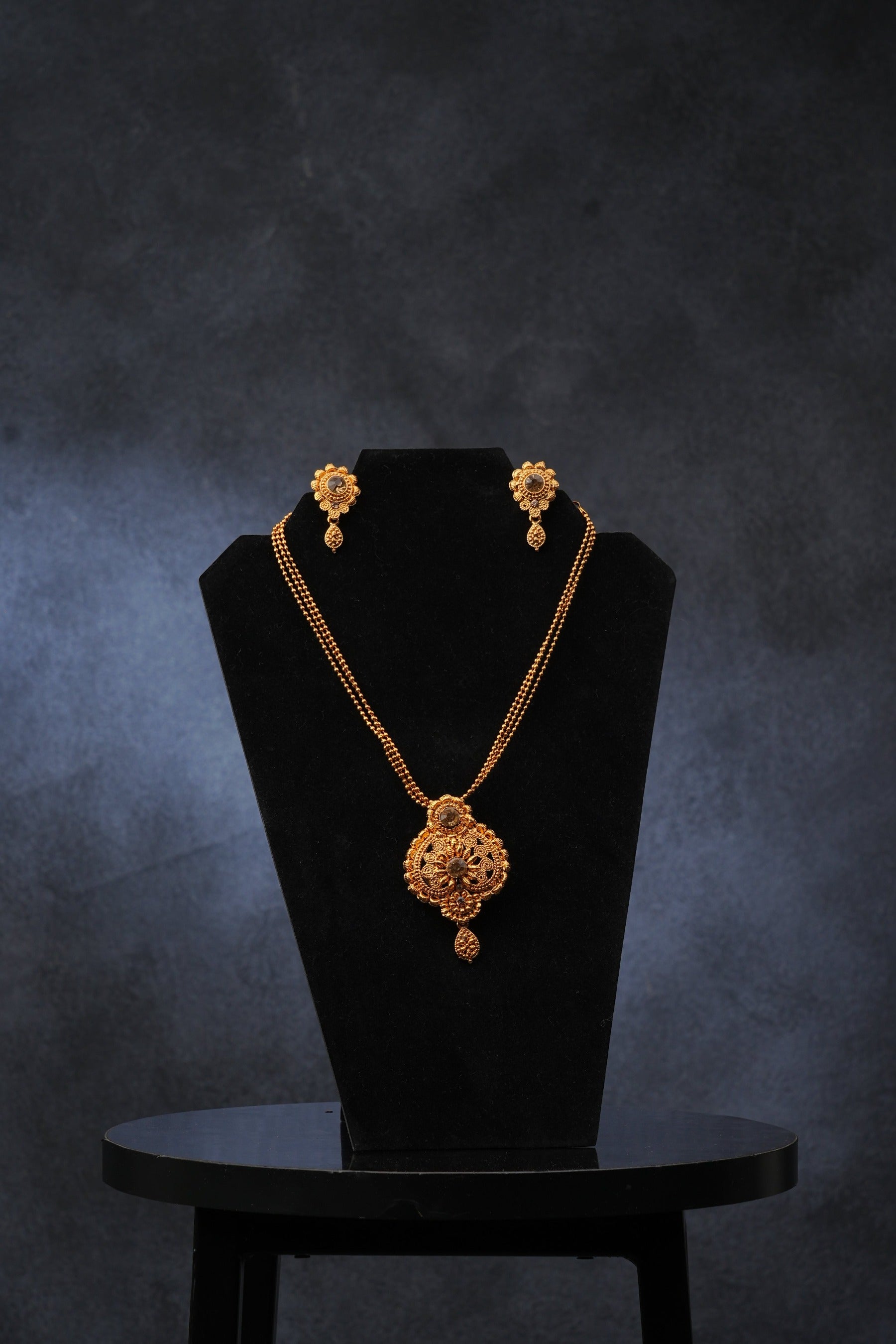 Golden Temple Jewelry Set: Matte Finish and Intricate Stone Work Jewelry JCS Fashions