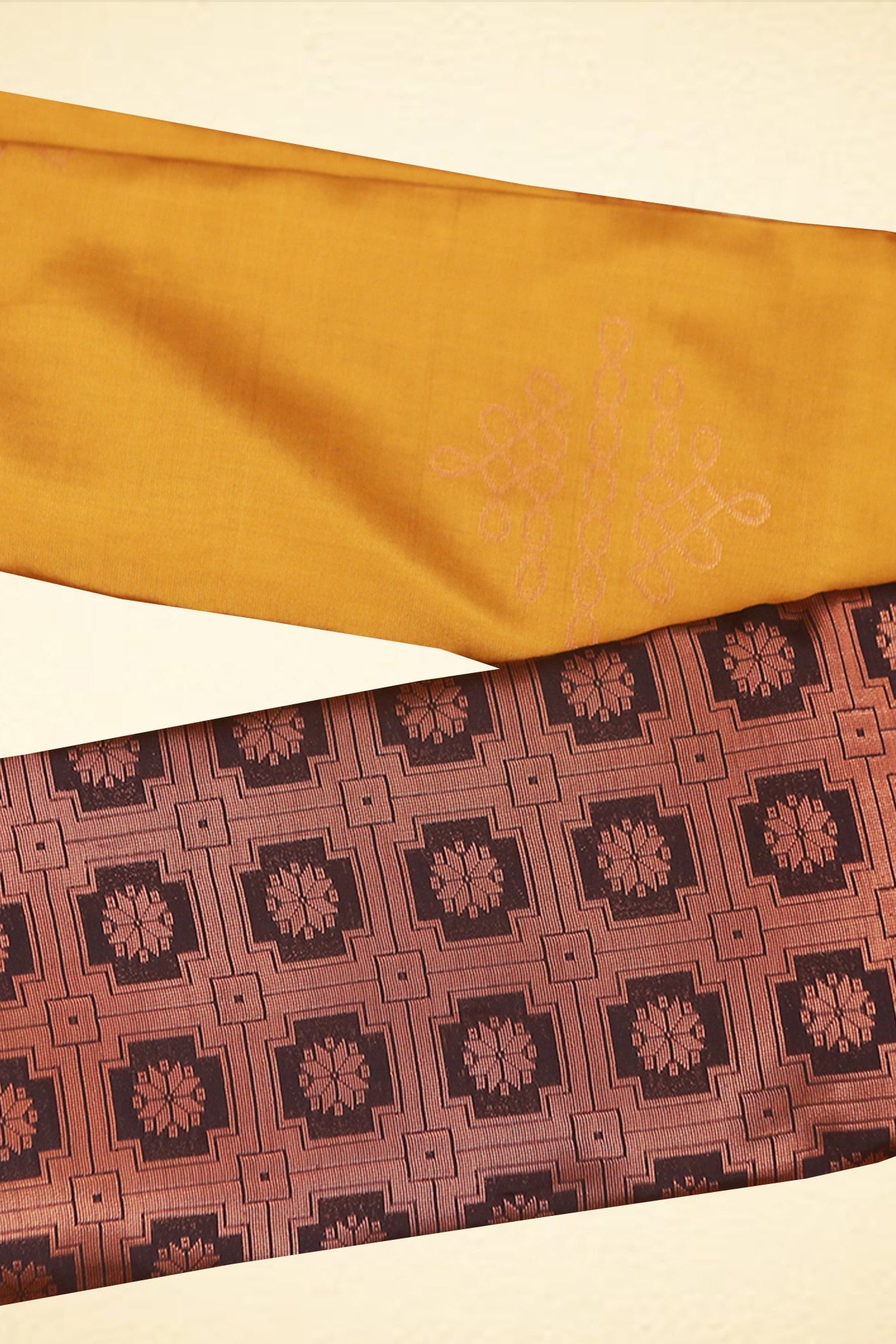 Kolam-inspired Rangoli Art Silk Saree: Lightweight and Contrast Blouse Saree JCS Fashions