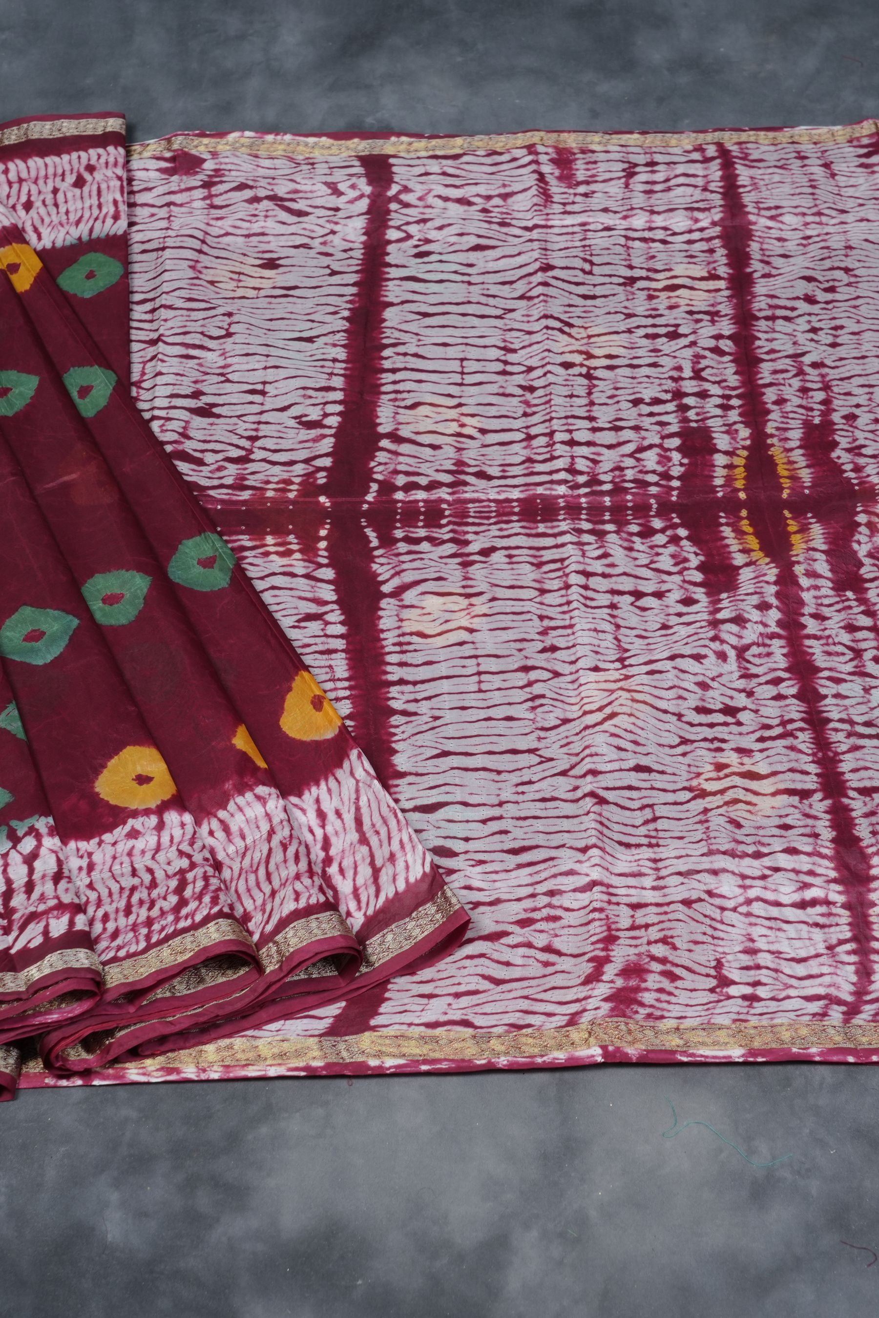 Exquisite RAW SILK SHIBORI Sarees: Real Bandini and Zari Border