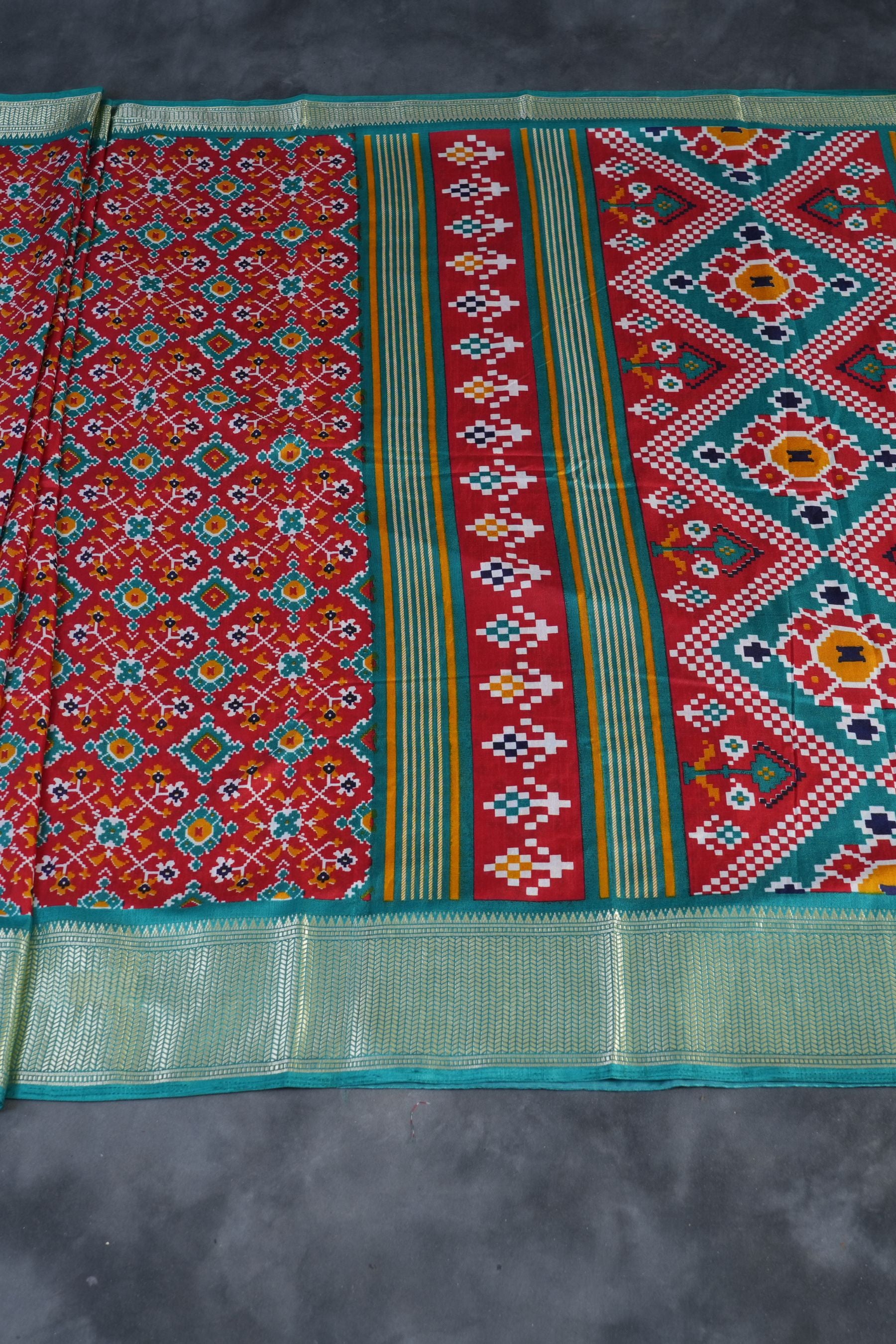 Elegant Kanchipuram Semi-Silk Saree with Ikkat design