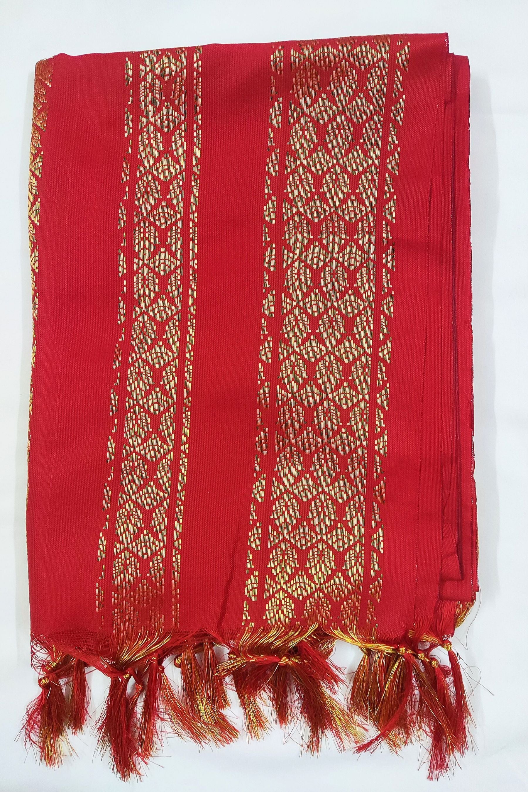 Elegant Ponnadai Shawl by JCSFashions - Blend of Tradition and Style Shawl JCS Fashions Red 2 meters