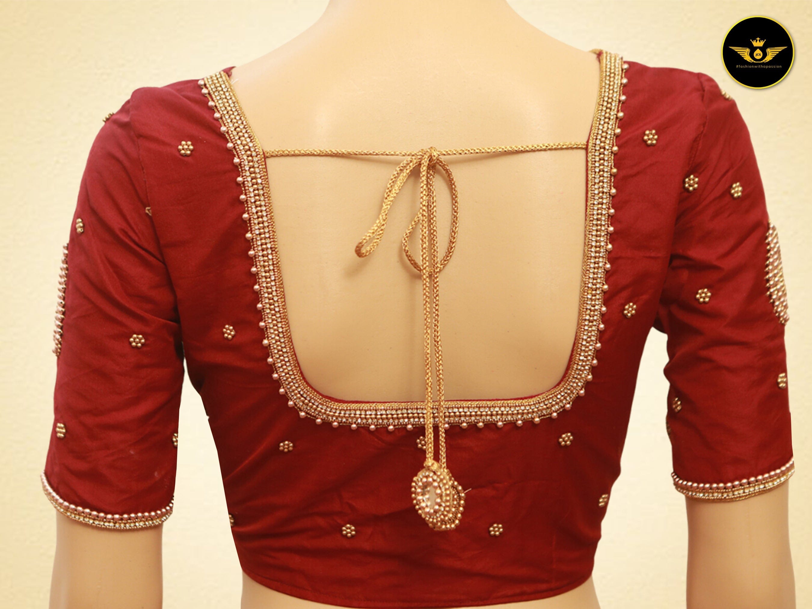 Aari Work Bridal Blouse With Traditional Embellishments Blouse JCS Fashions