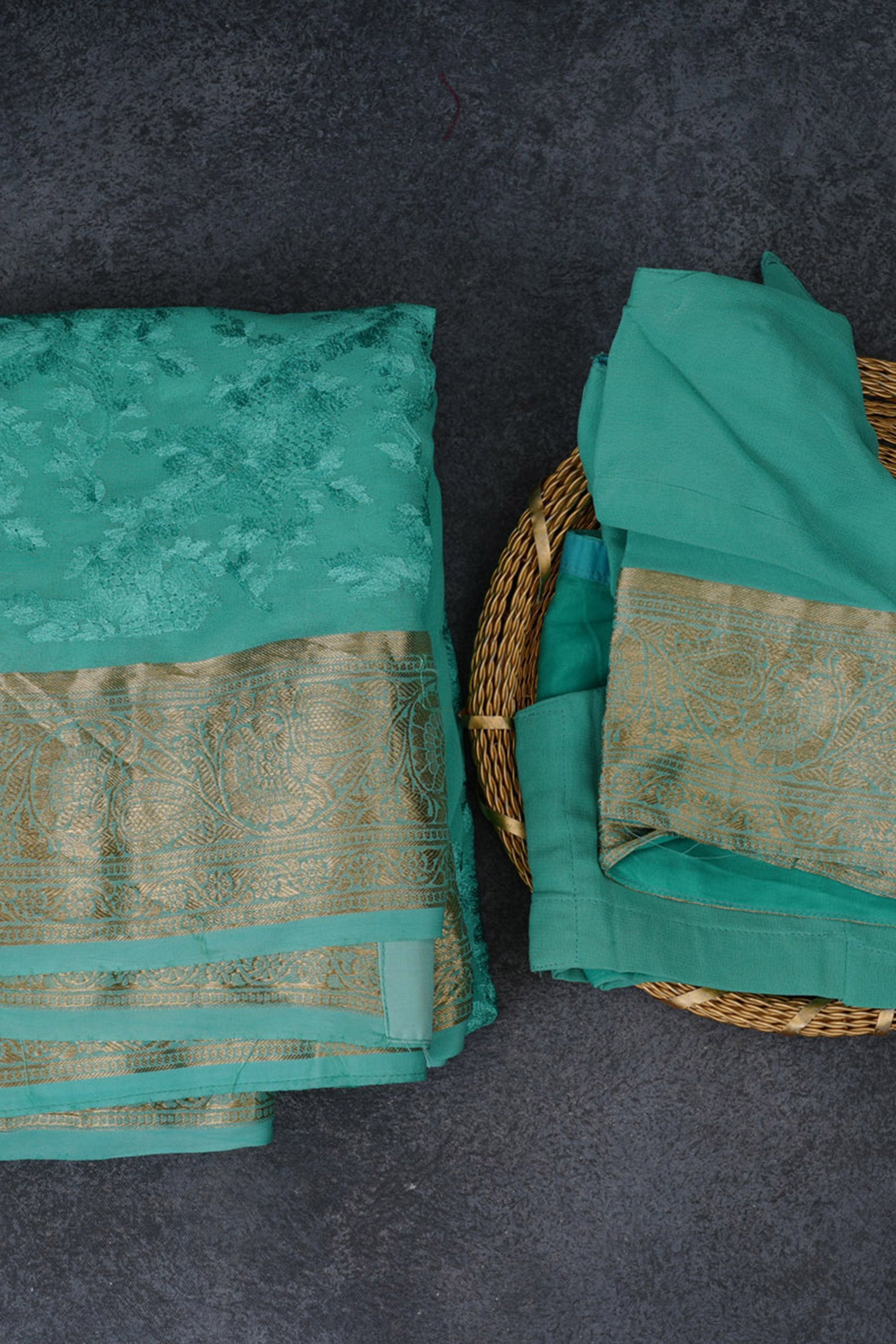 Chikankari Embroidered Georgette Saree with Designer Blouse Saree JCS Fashions Green 5.5 meters