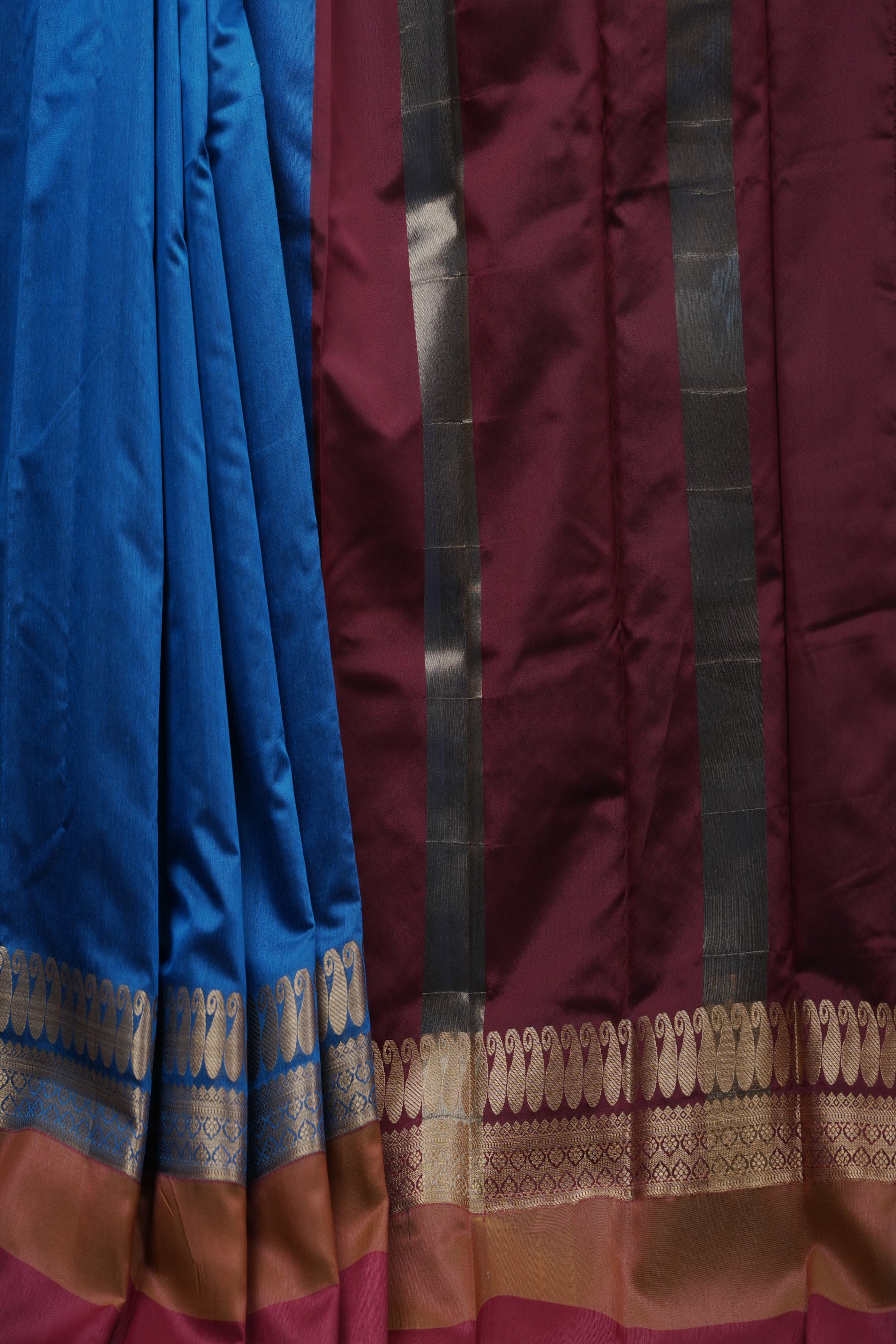 Silk Cotton Saree with Zari Border, Line Pallu and Stitched Blouse