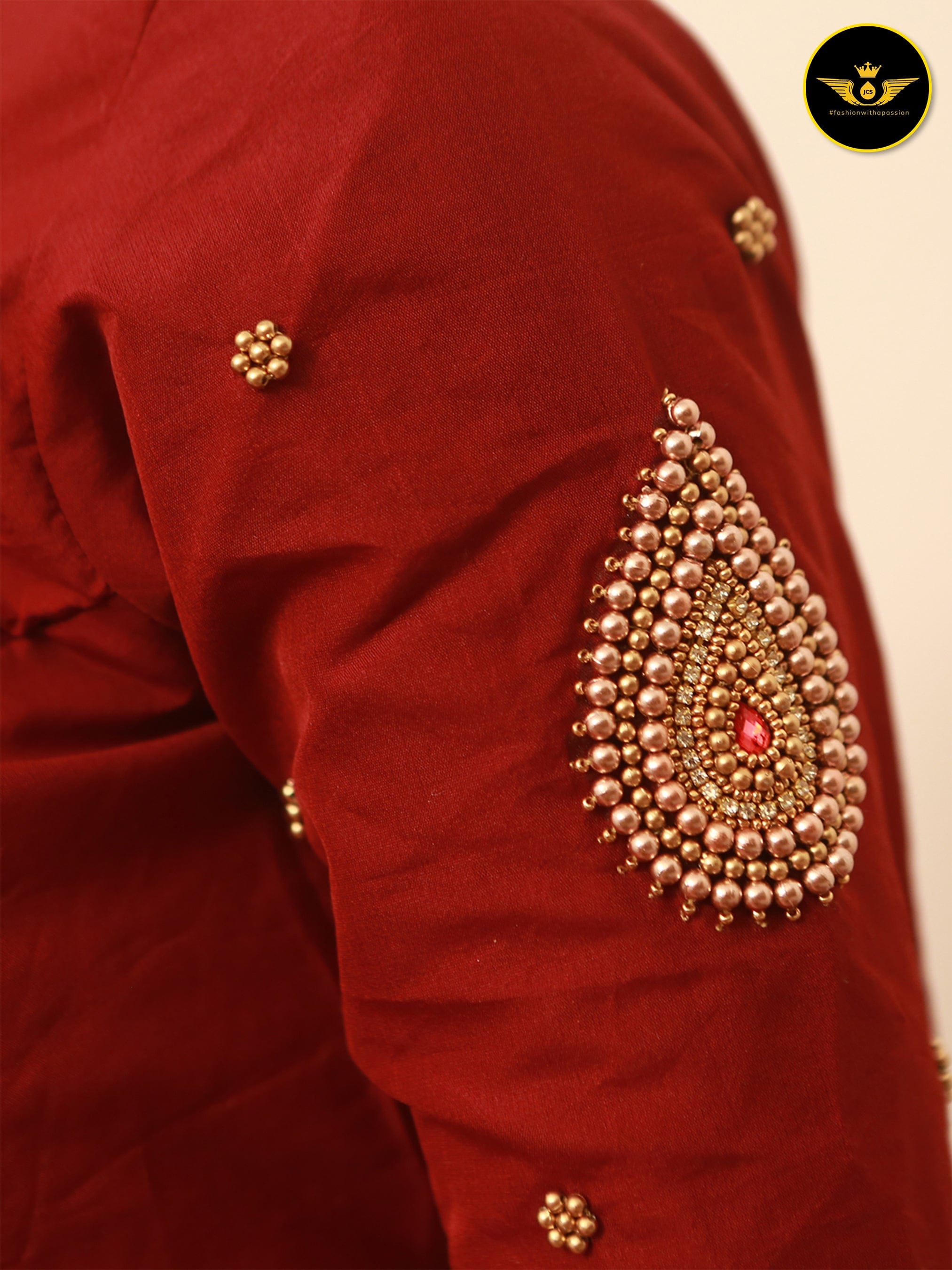 Aari Work Bridal Blouse With Traditional Embellishments Blouse JCS Fashions