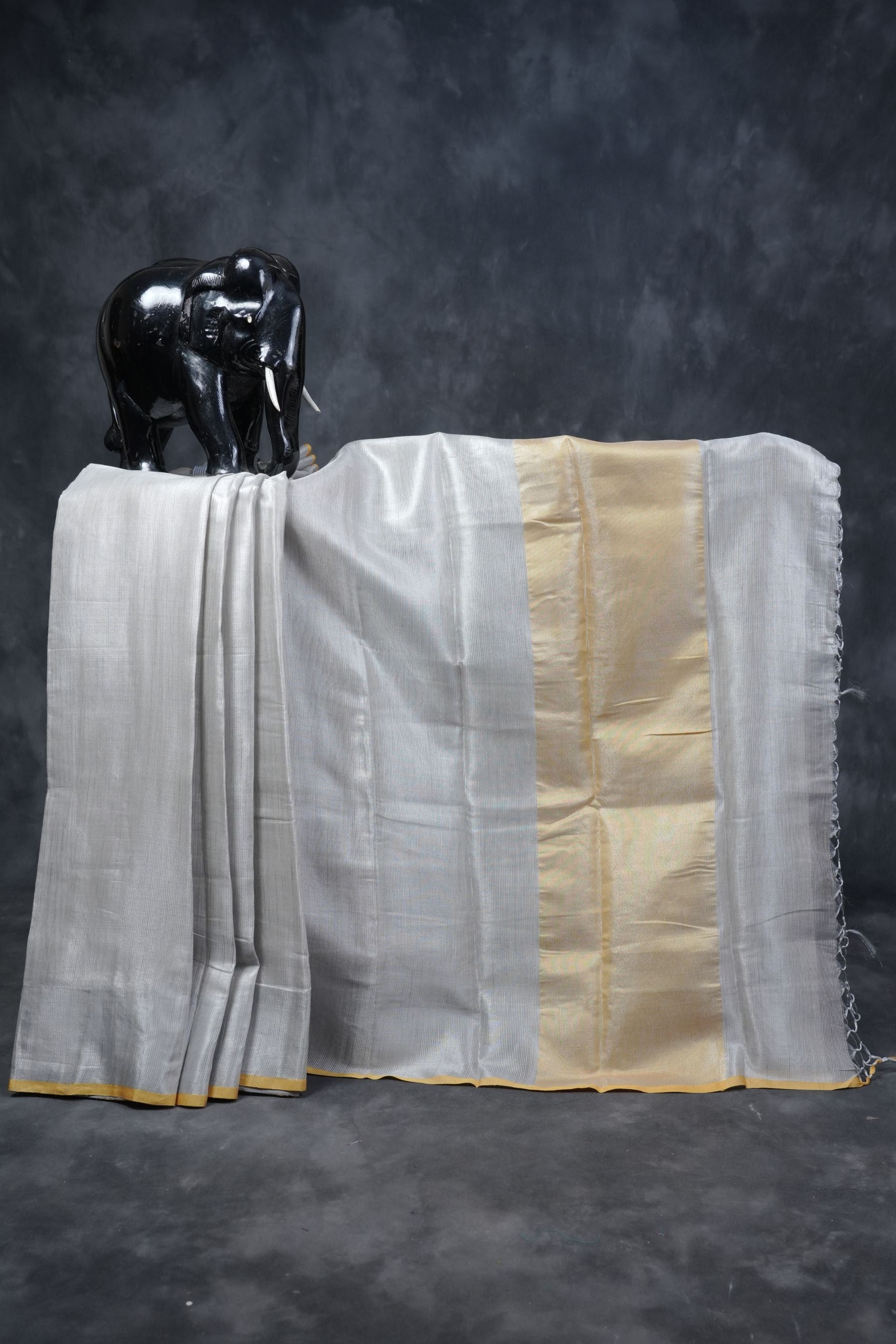 Silver Weave Sarees: Elegant Tissue Fabric, Contrast Pallu and Blouse SAREE JCS Fashions