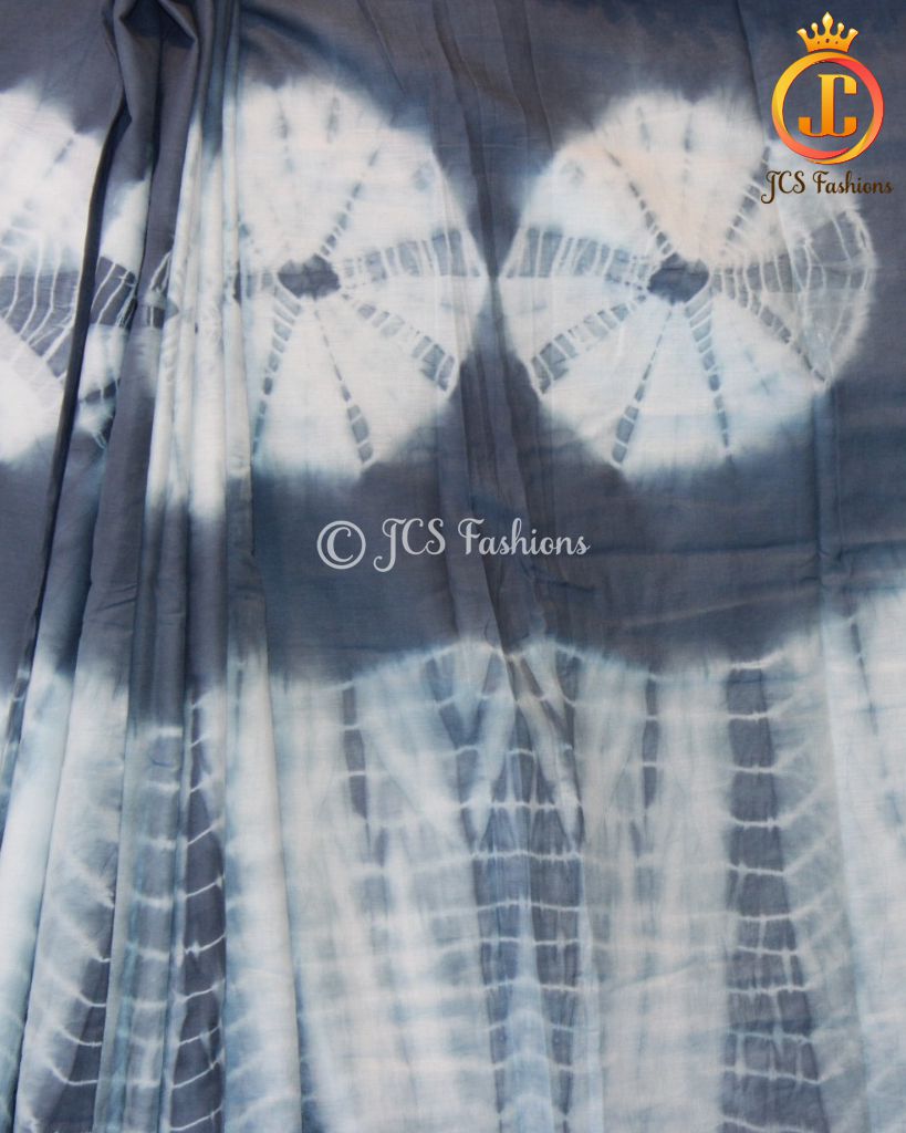 Shibori Design Mulmul Cotton Saree With Pom Lace Blouse