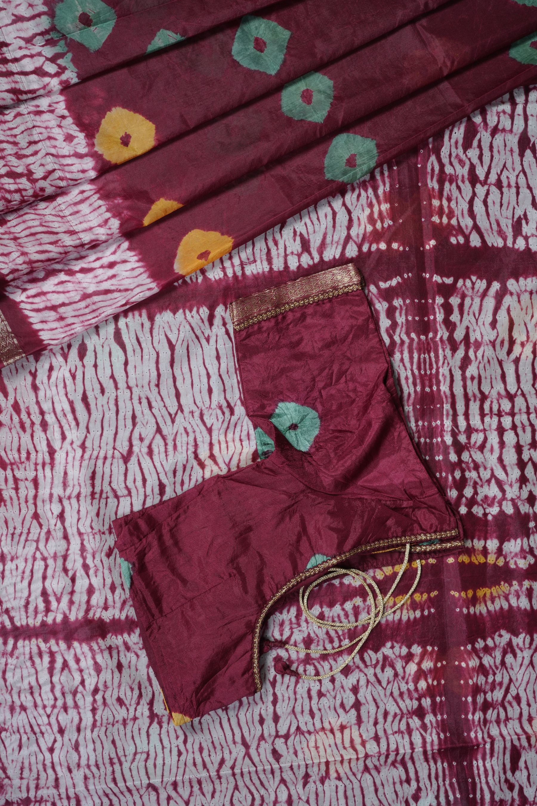 Exquisite RAW SILK SHIBORI Sarees: Real Bandini and Zari Border