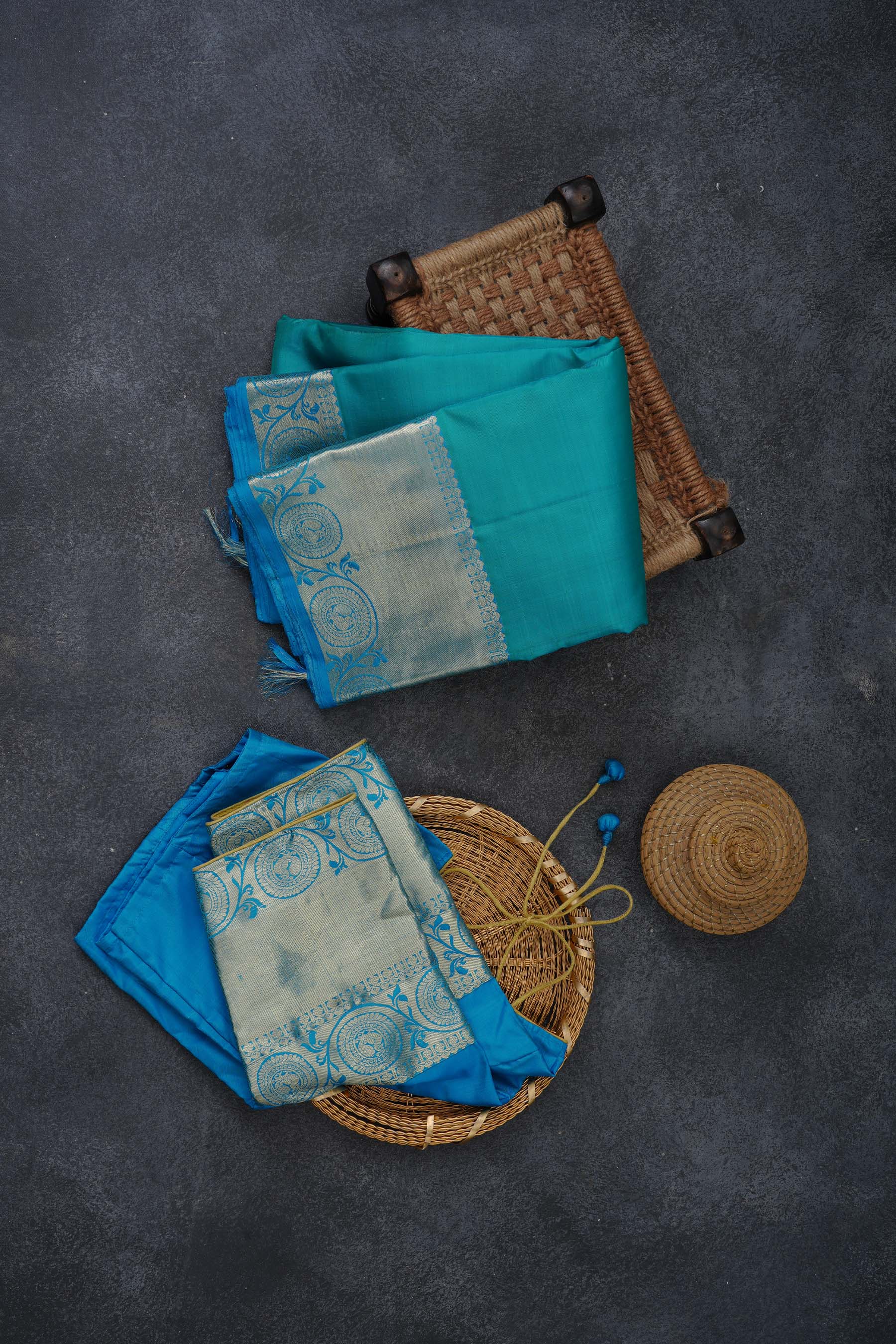 Elegant Kanchipuram Handloom Silk Masterpiece with Grand Pallu in Blue Saree JCS Fashions