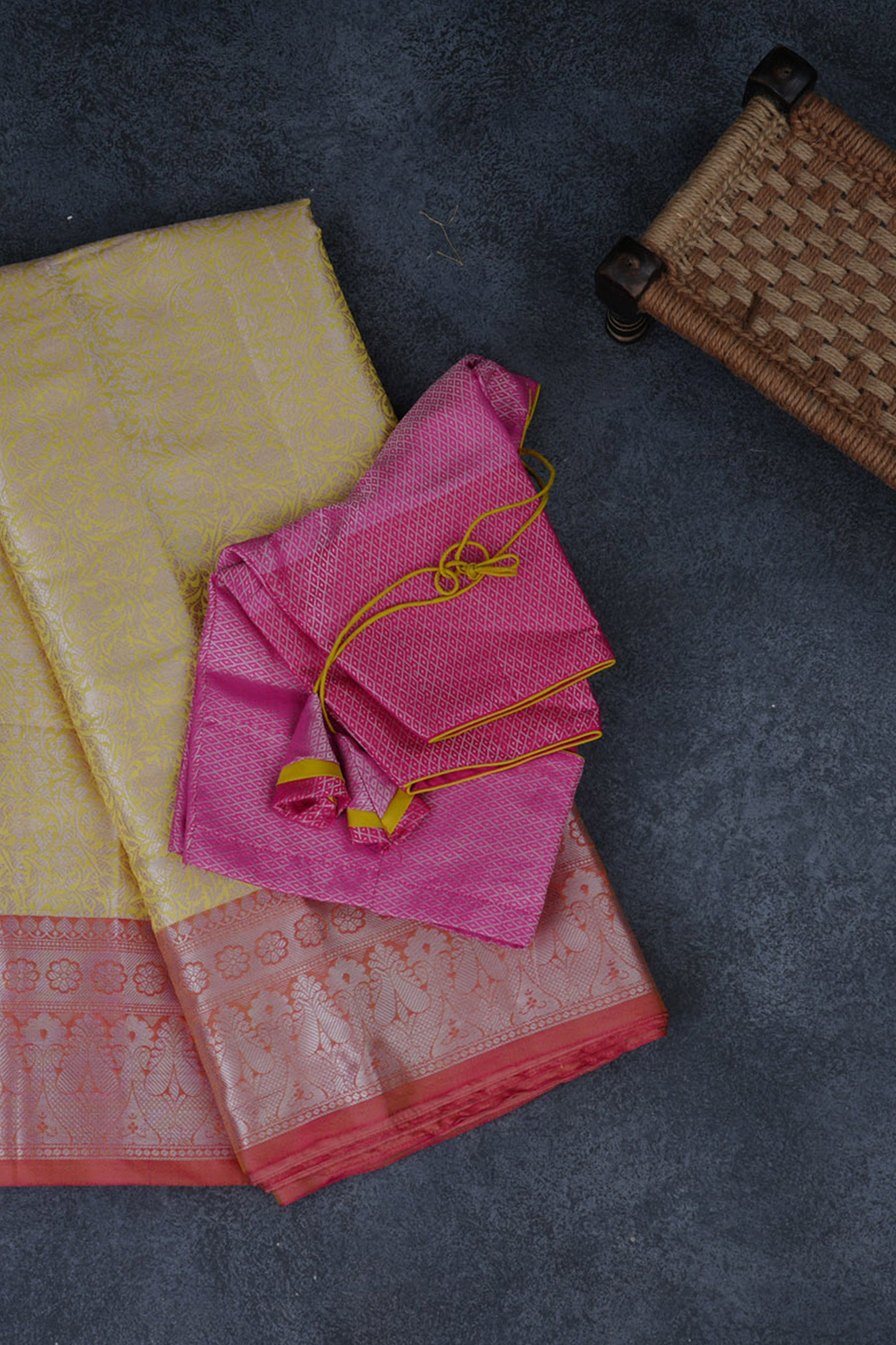 Lemon Yellow Banarasi Soft Silk Saree with Silver Weaving Brocade Saree JCS Fashions