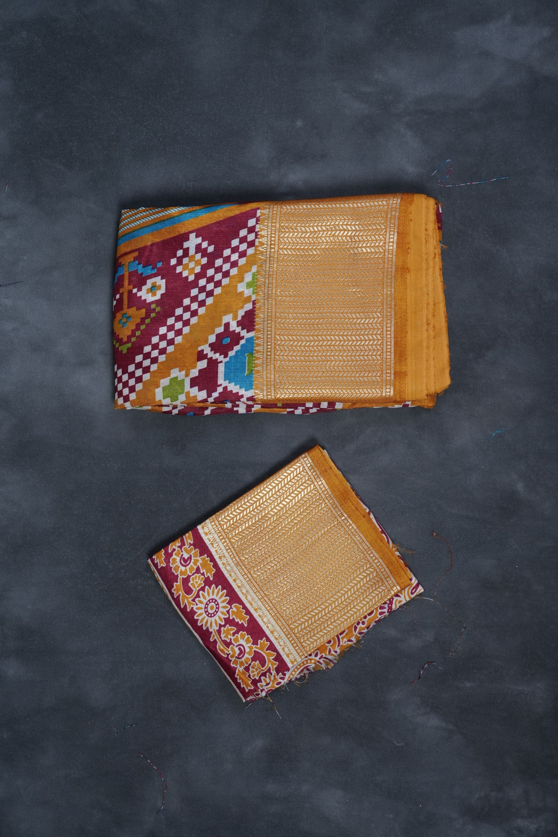 Eccentric Kanchipuram Semi-Silk Saree with Dynamic Ikkat Design