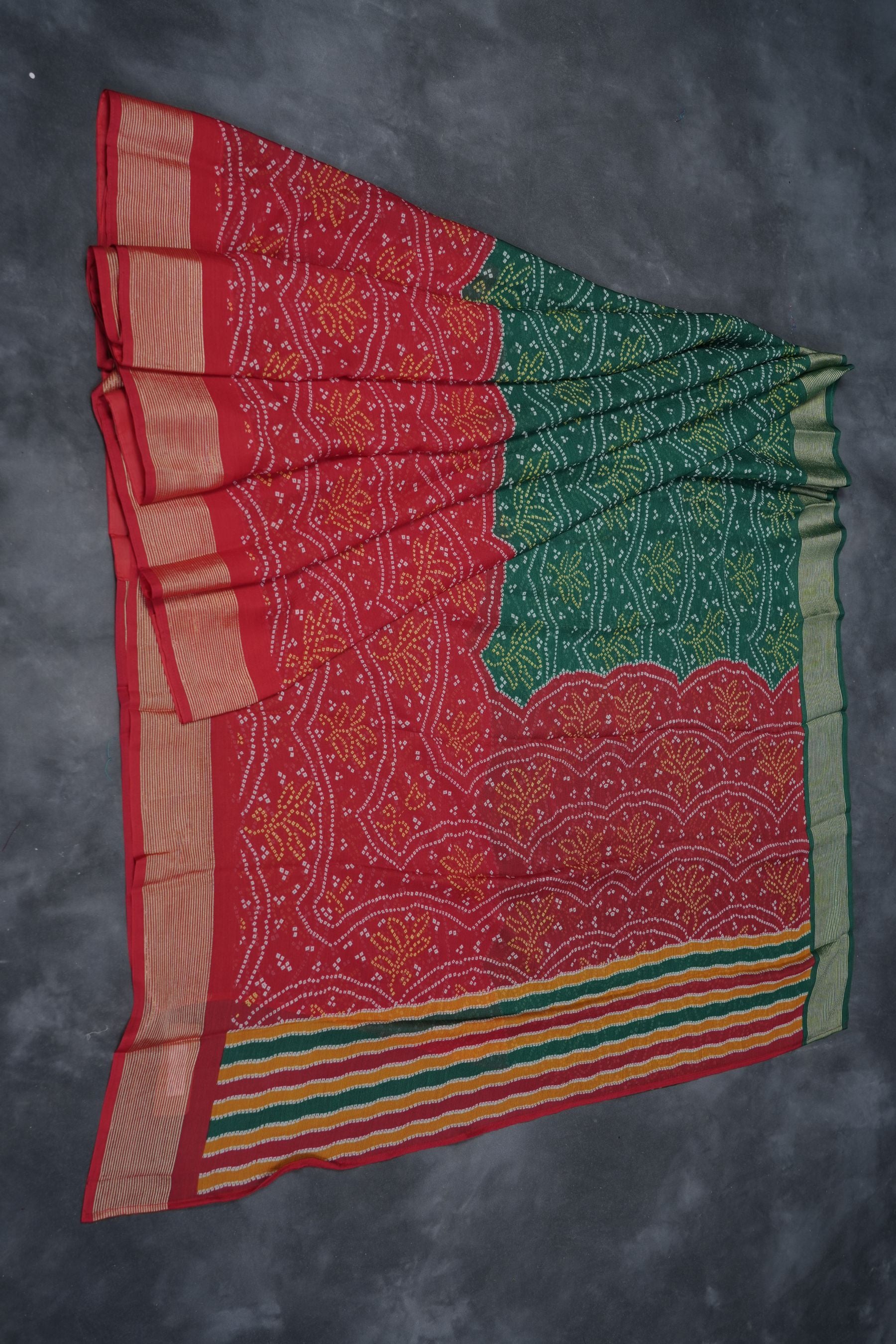 Chic Chiffon Bandini Sarees: Allover Multicolor Beauty with Zari Border