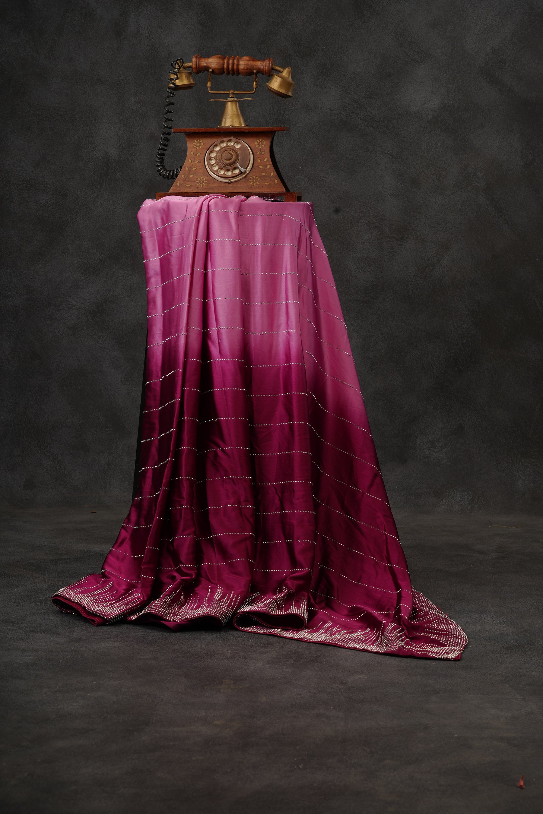 Luxurious Japan Satin Saree in Double-Shade Pink and Maroon Saree JCS Fashions