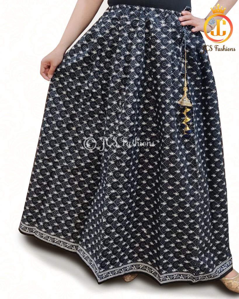 kalamkari with ajrakh prints Lehenga/Skirt LEHANGA JCS Fashions Black Free size